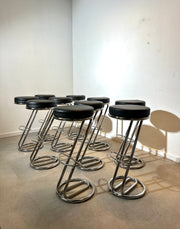 Vintage “Z” Bar Stool in Chrome and Black Leatherette