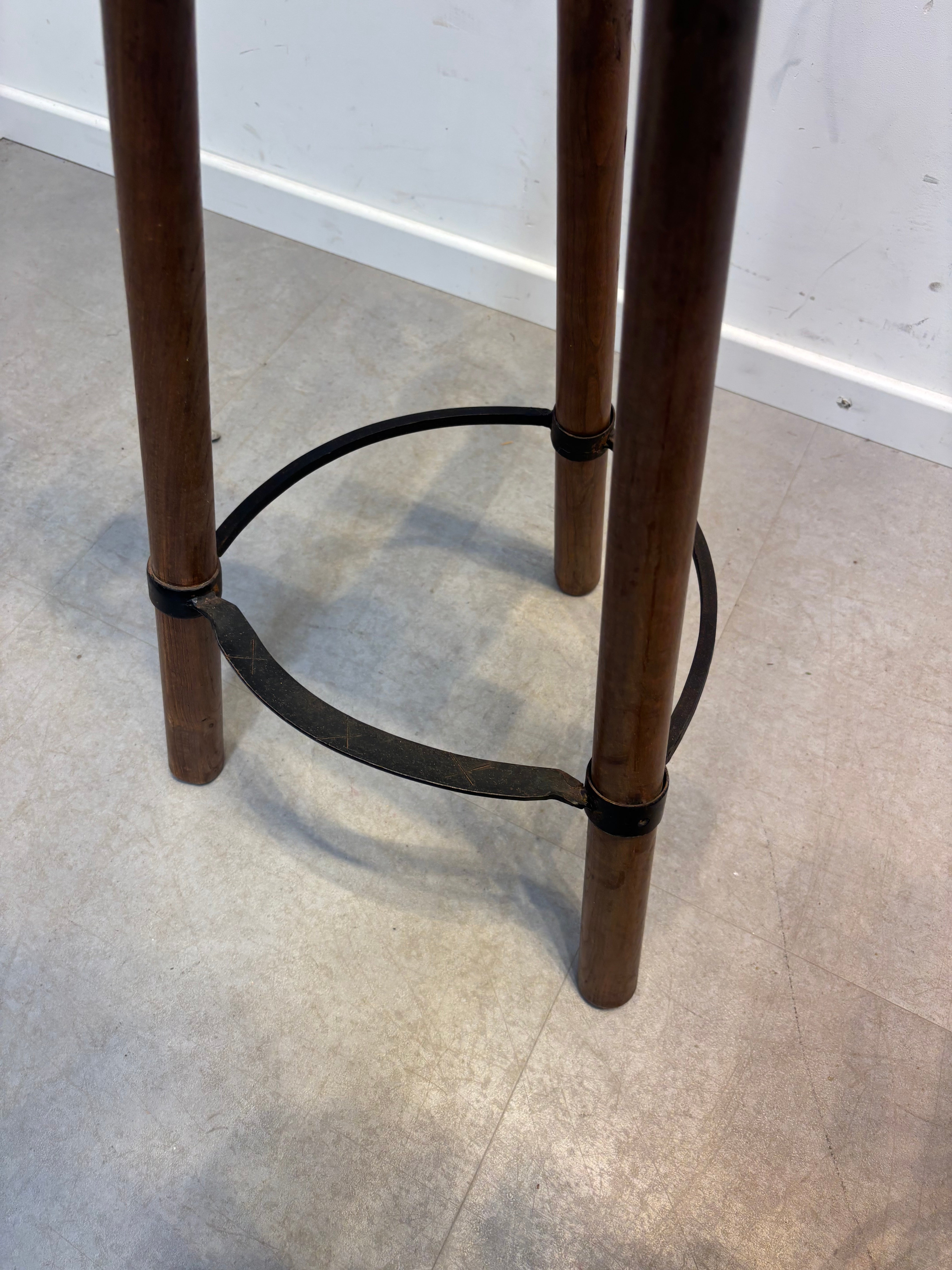 Spanish Brutalist oak wooden 'Marbella' stool