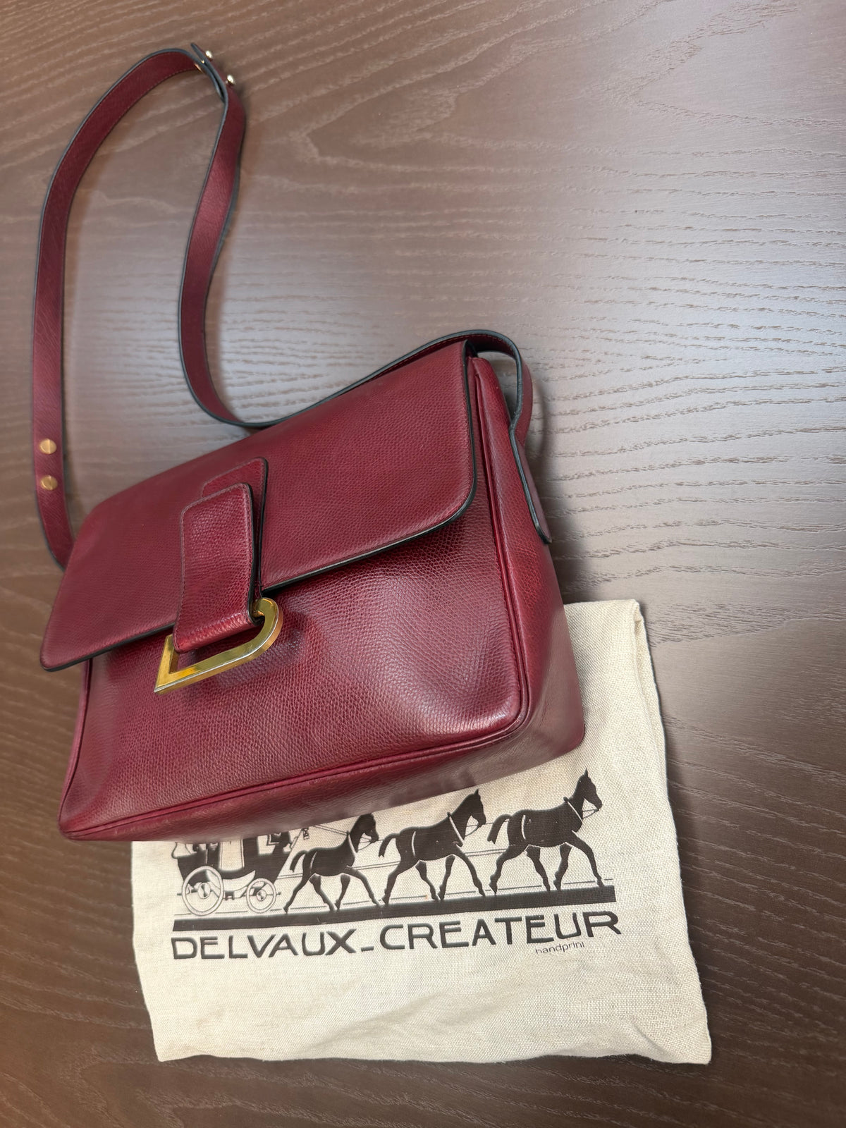 Delvaux Le Poirier Vintage Burgundy Leather Shoulder Bag