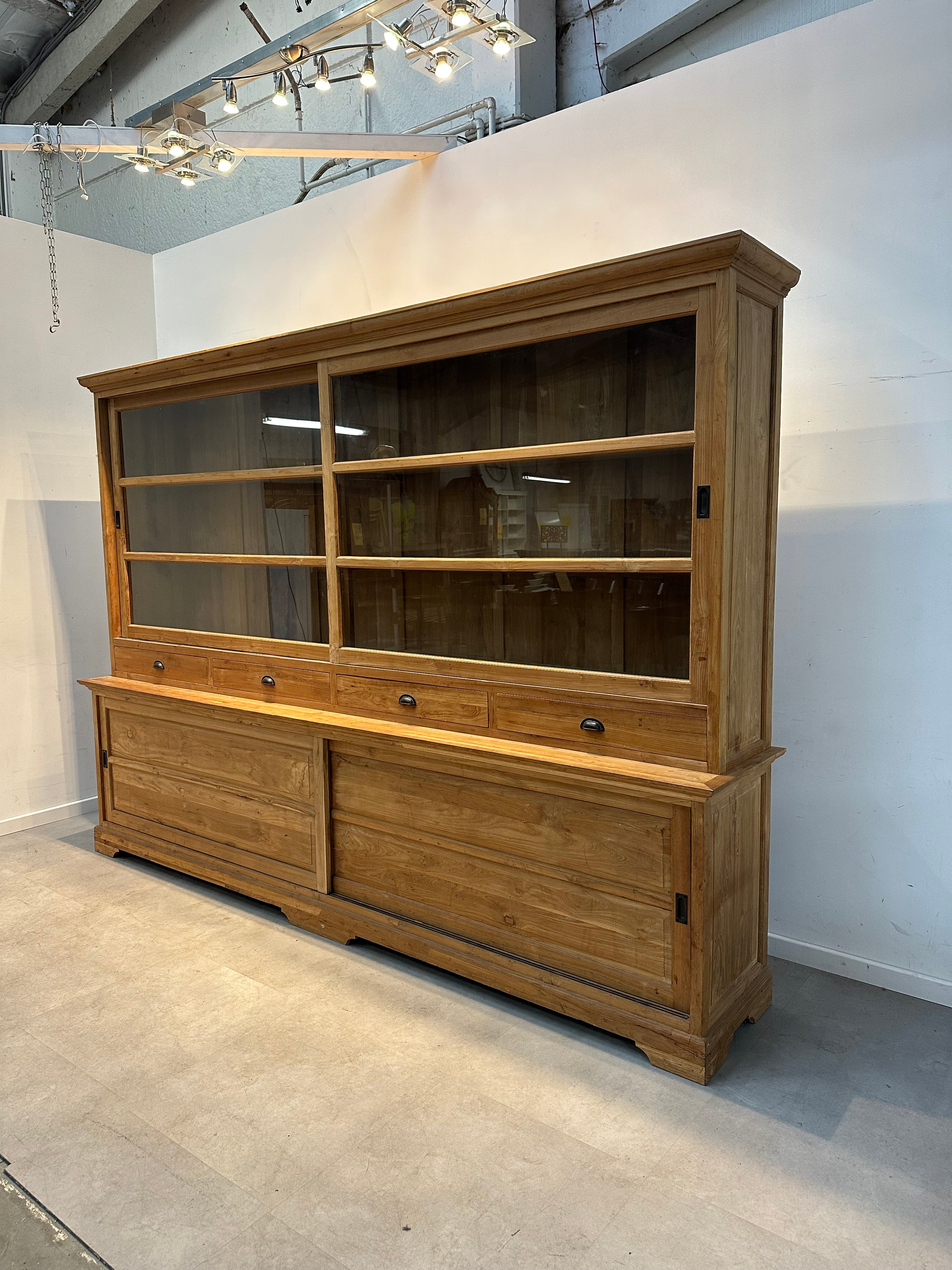 Modern Large-Scale Teak Display Cabinet