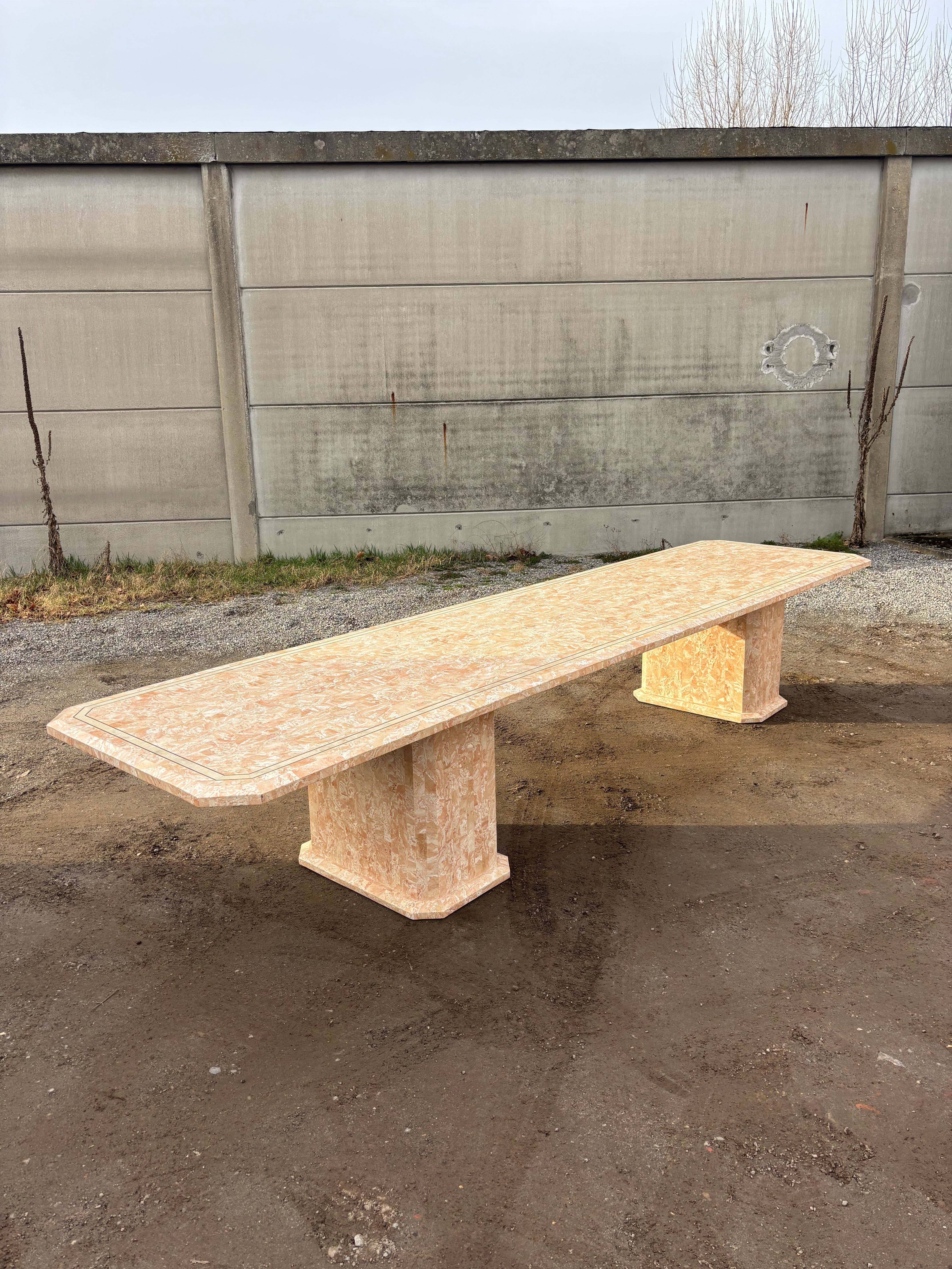 Maitland & Smith Tessellated stone marble dining table with 10 chairs