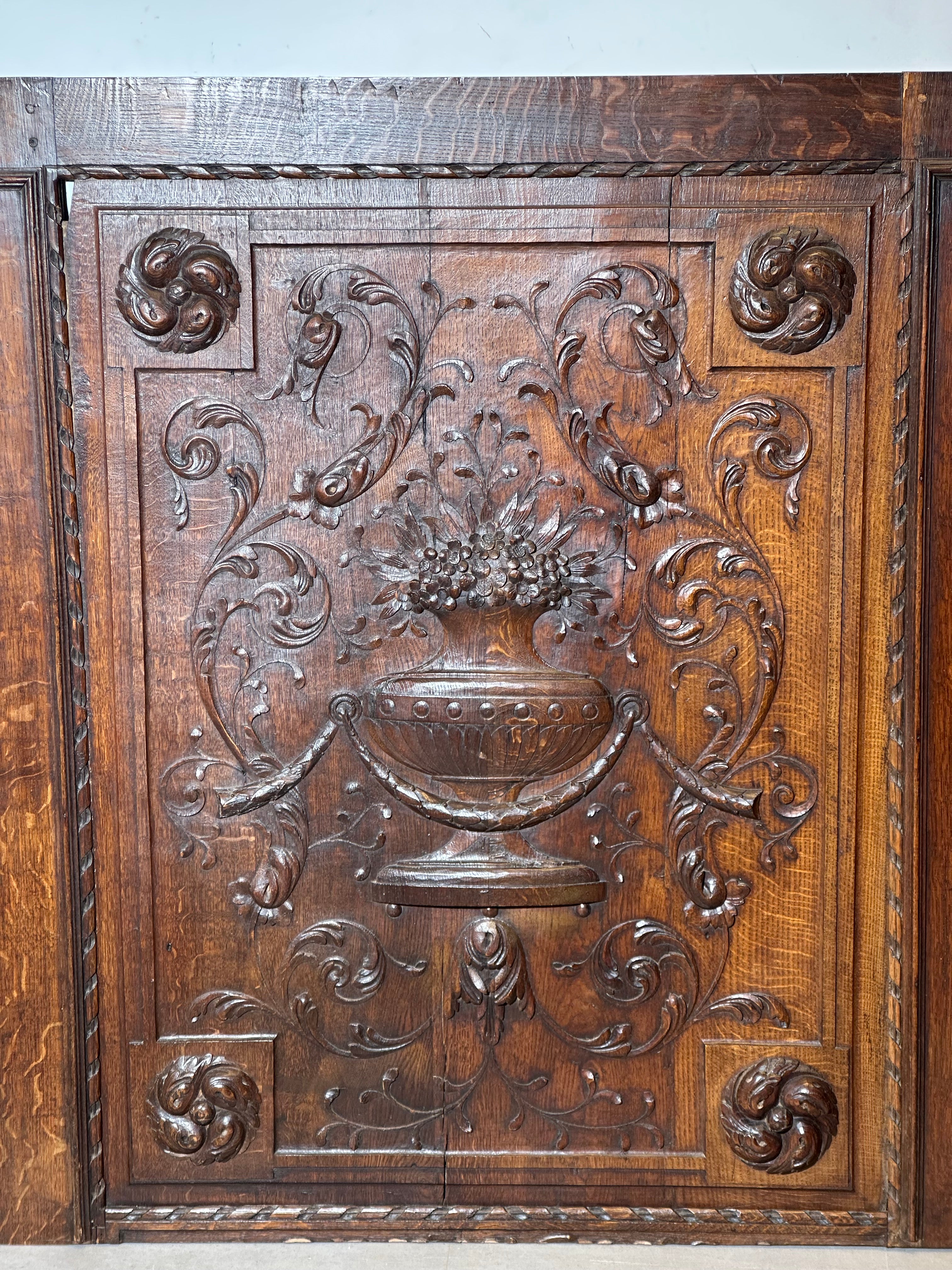 19th century carved oak wall panel