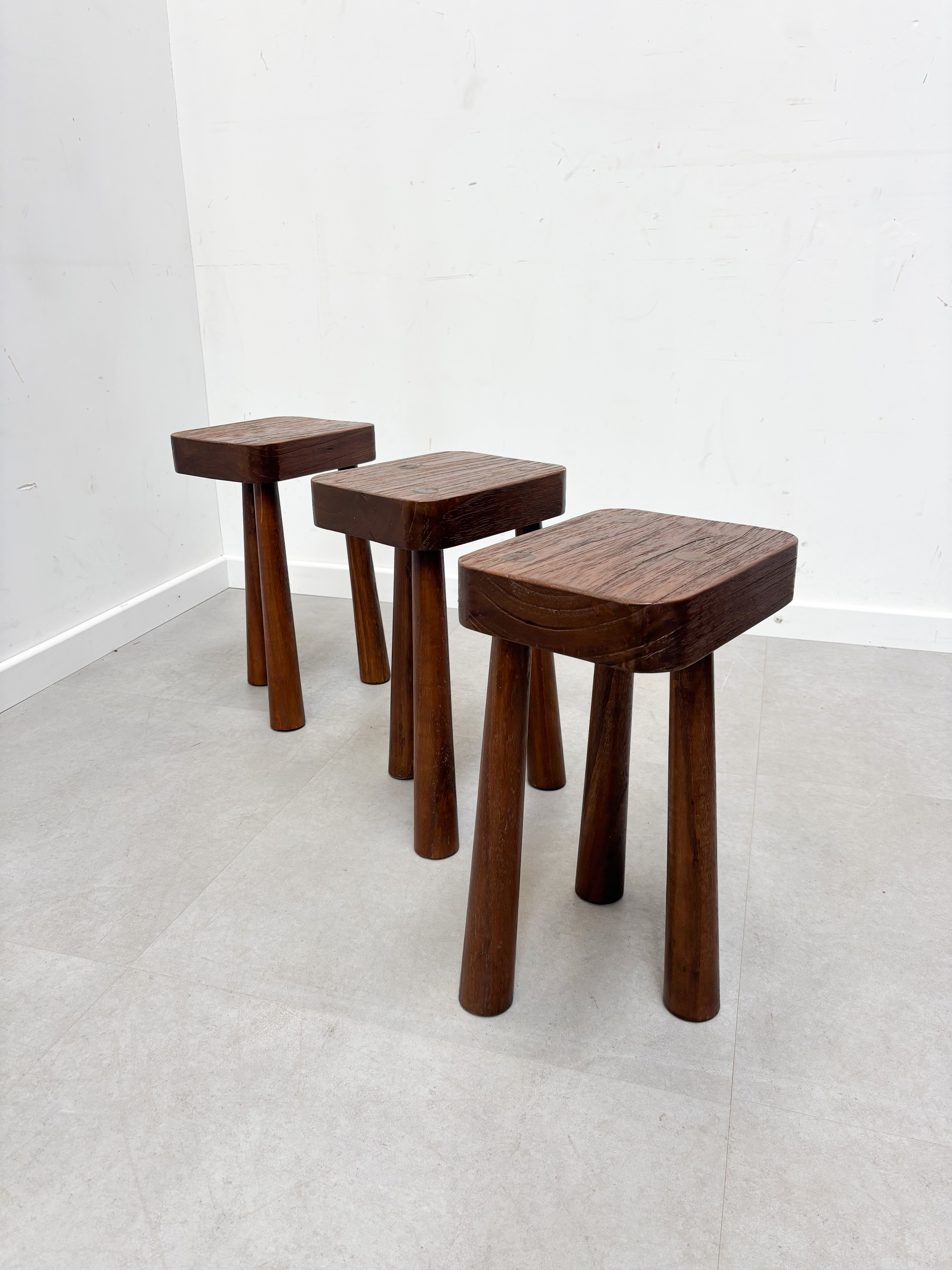 Brutalist Stool in Solid Elm Wood