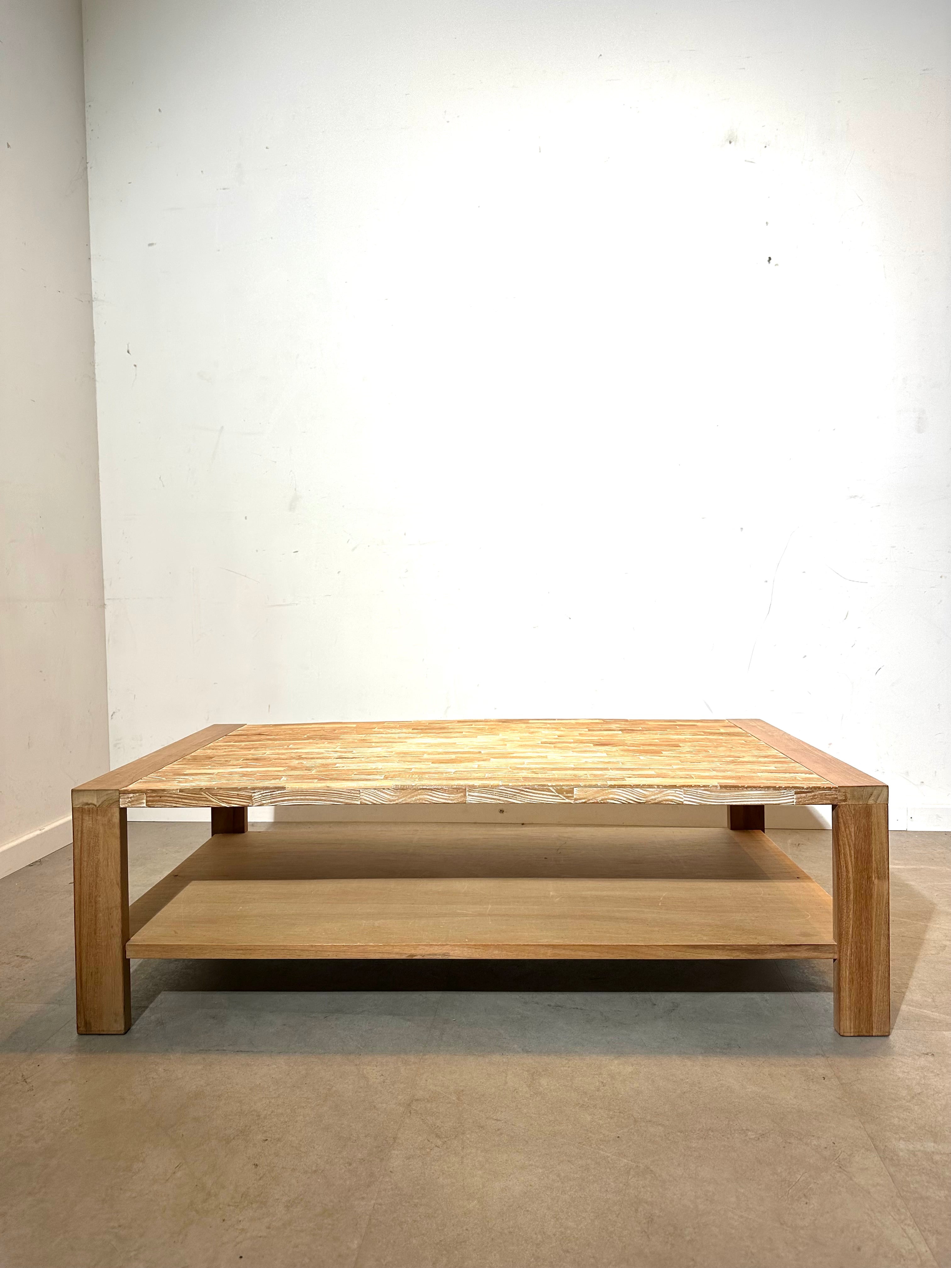 Vintage teak coffee table with lower shelf