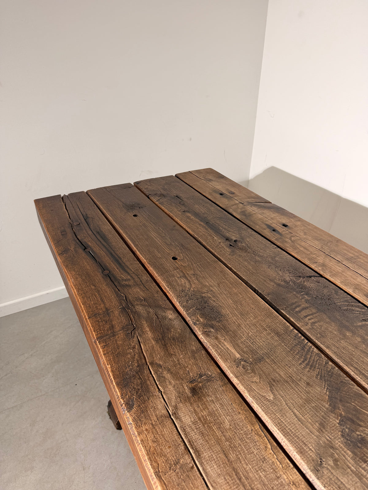 Rustic Solid Wood Trestle Dining Table