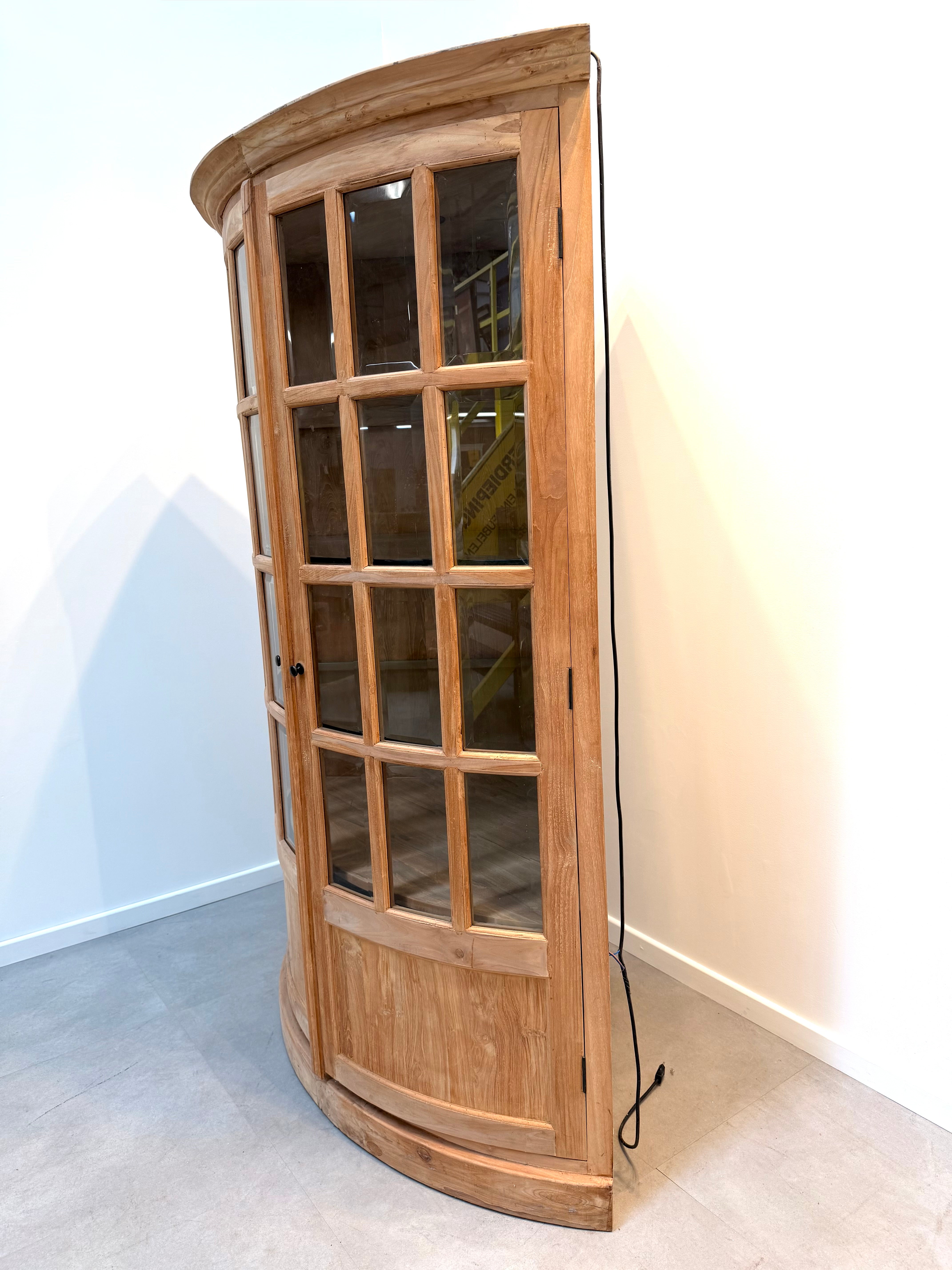 Teak Curved Display Cabinet