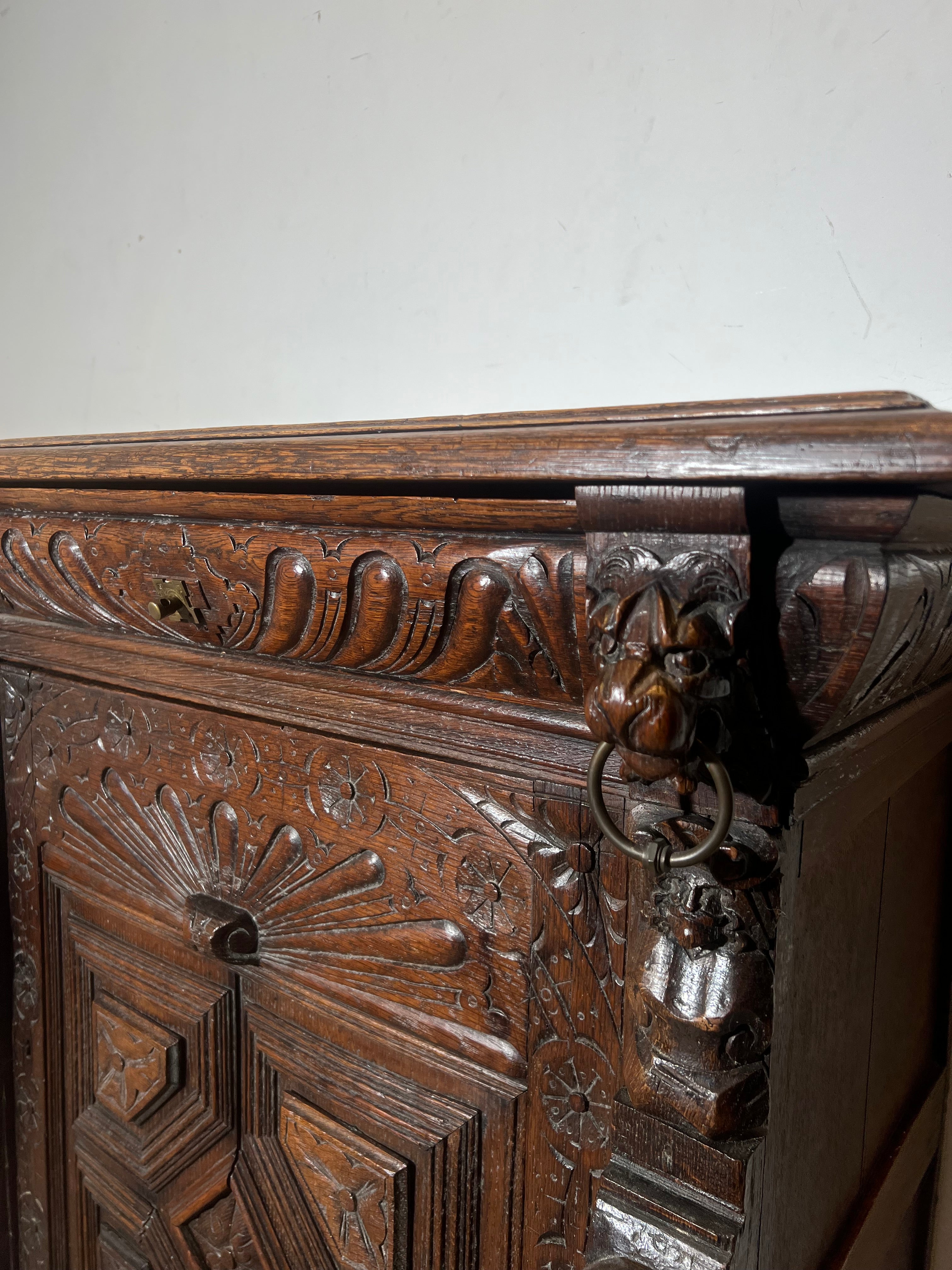 Antique Hand-Carved Oak Cabinet