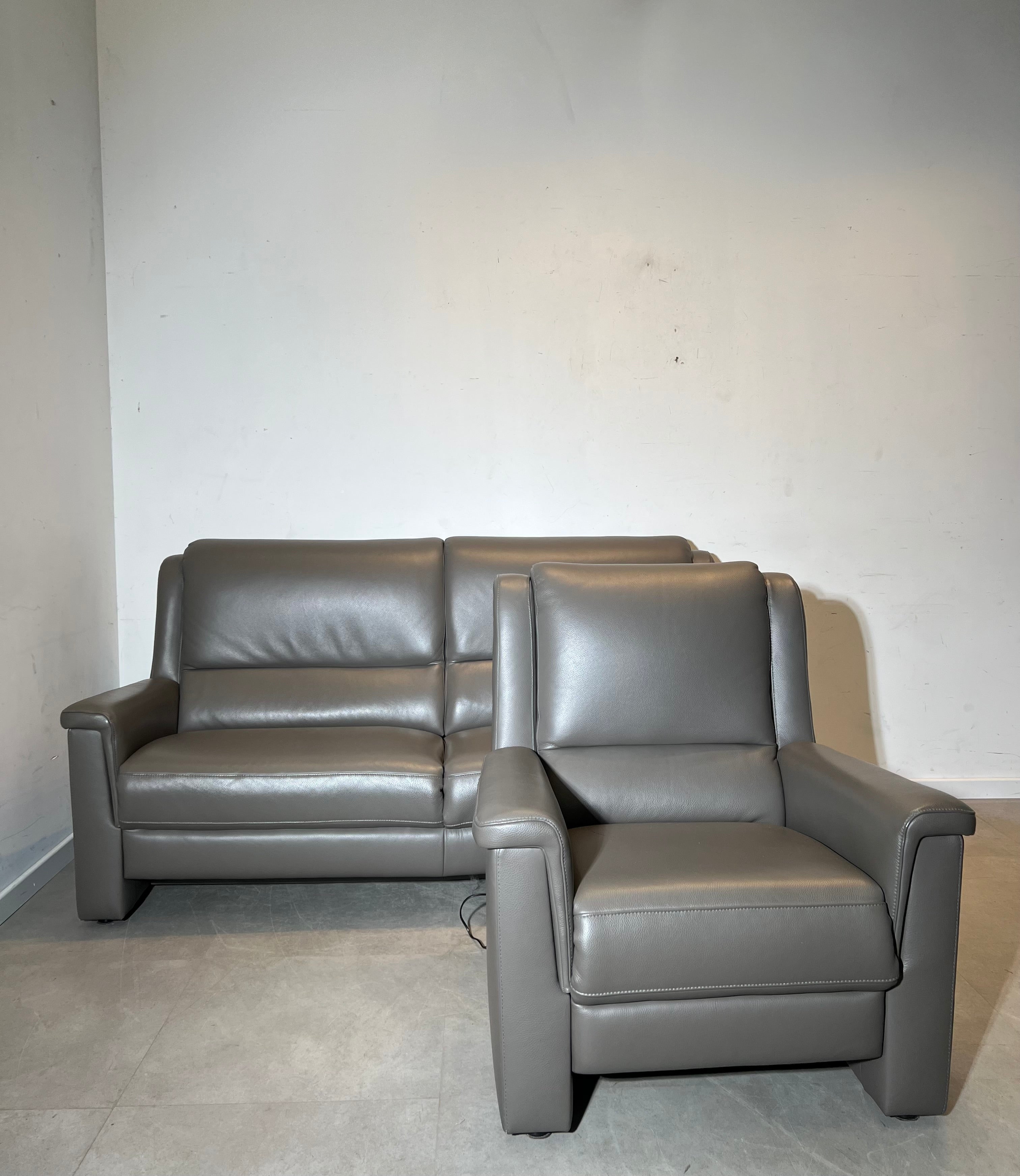 Modern Leather Sofa Set with Recliner