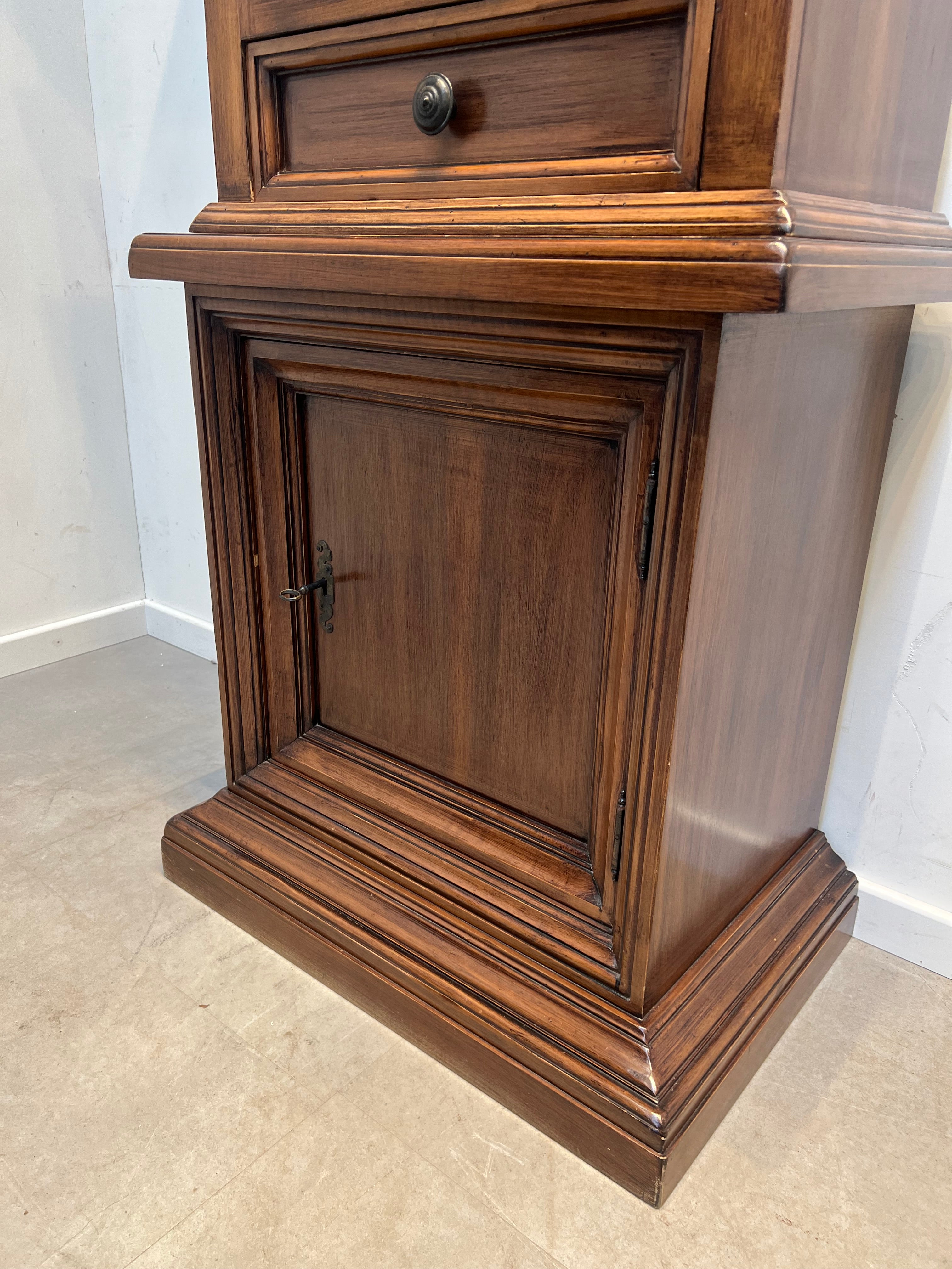 Antique Wooden Cabinet with Vitrine Top