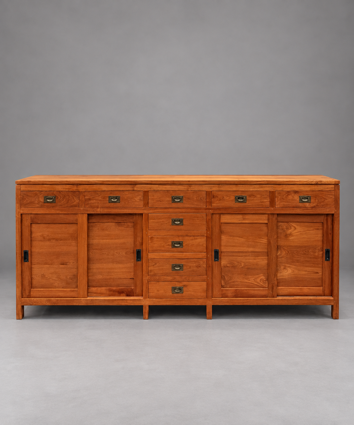 Large Teak Sideboard with Sliding Doors & Drawers