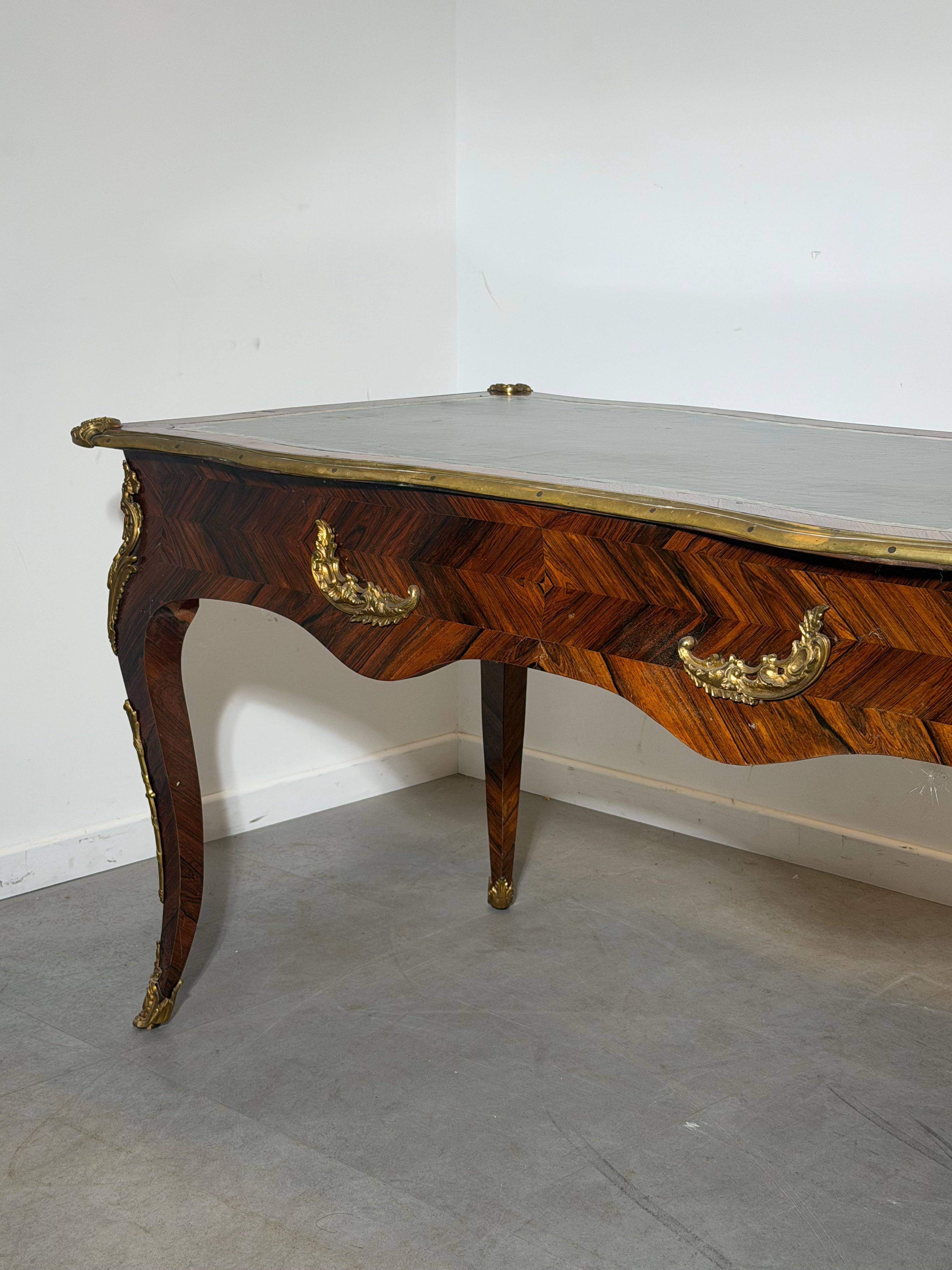 French Louis XV Style Rosewood Bureau Plat Writing Desk