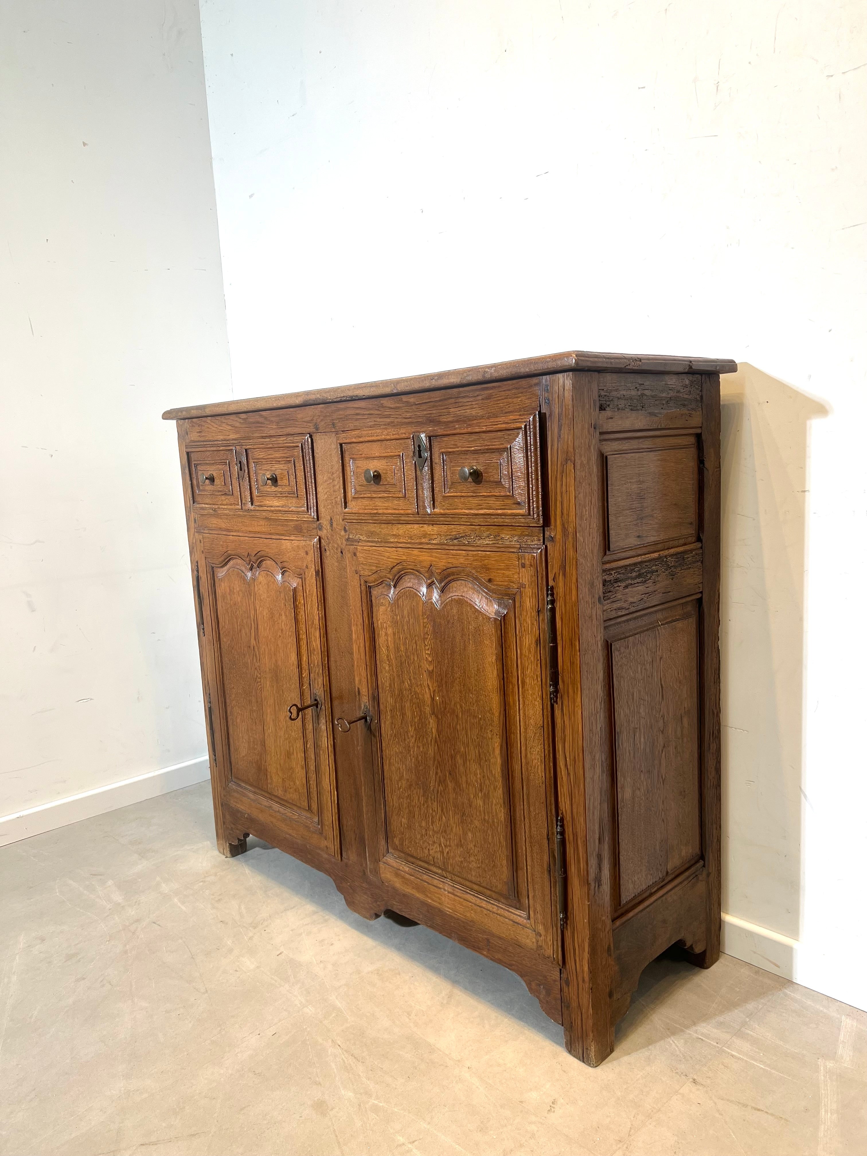 Antique Solid Oak Cabinet Rustic French Style