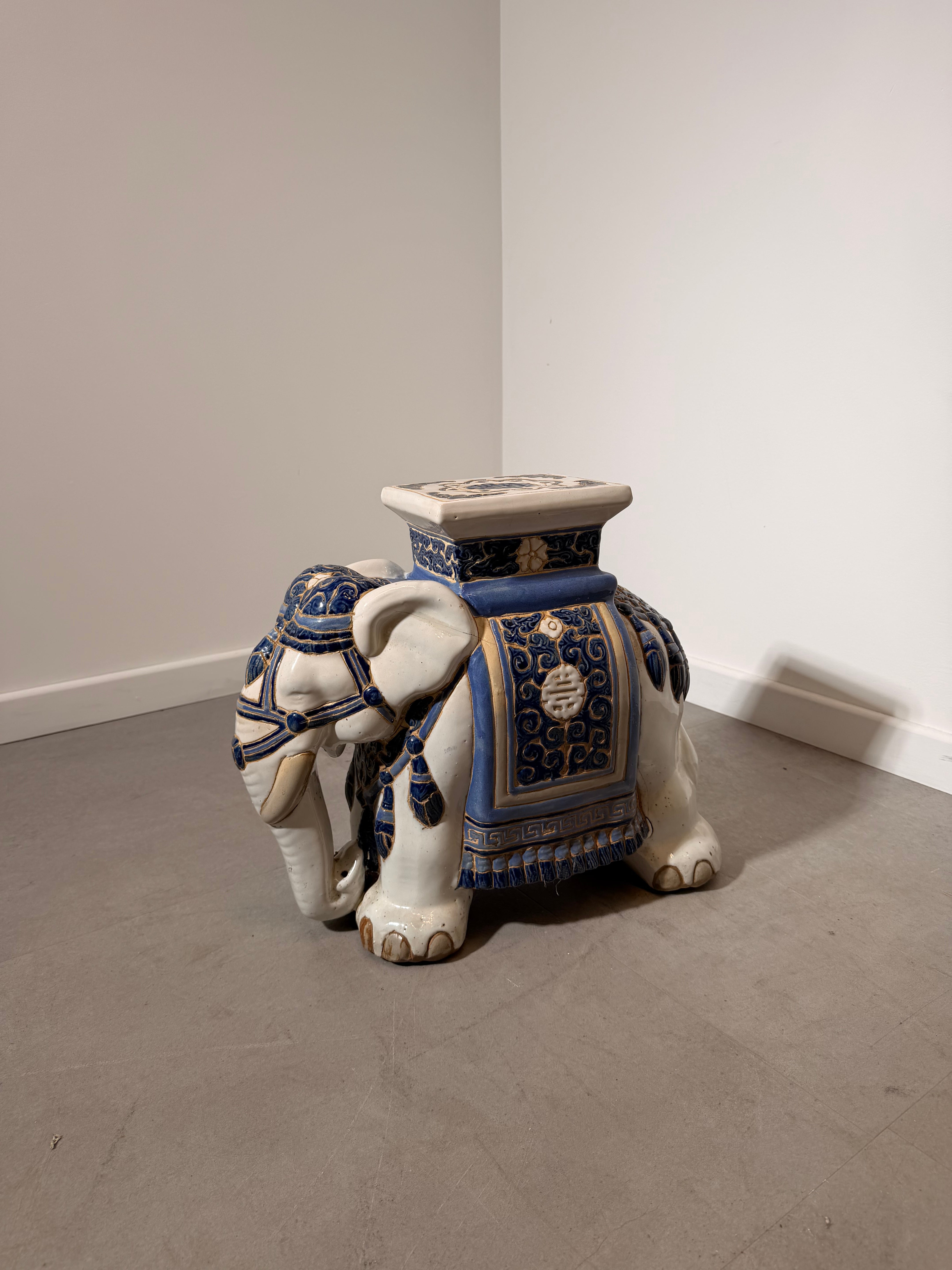 Ceramic Elephant Garden Stool