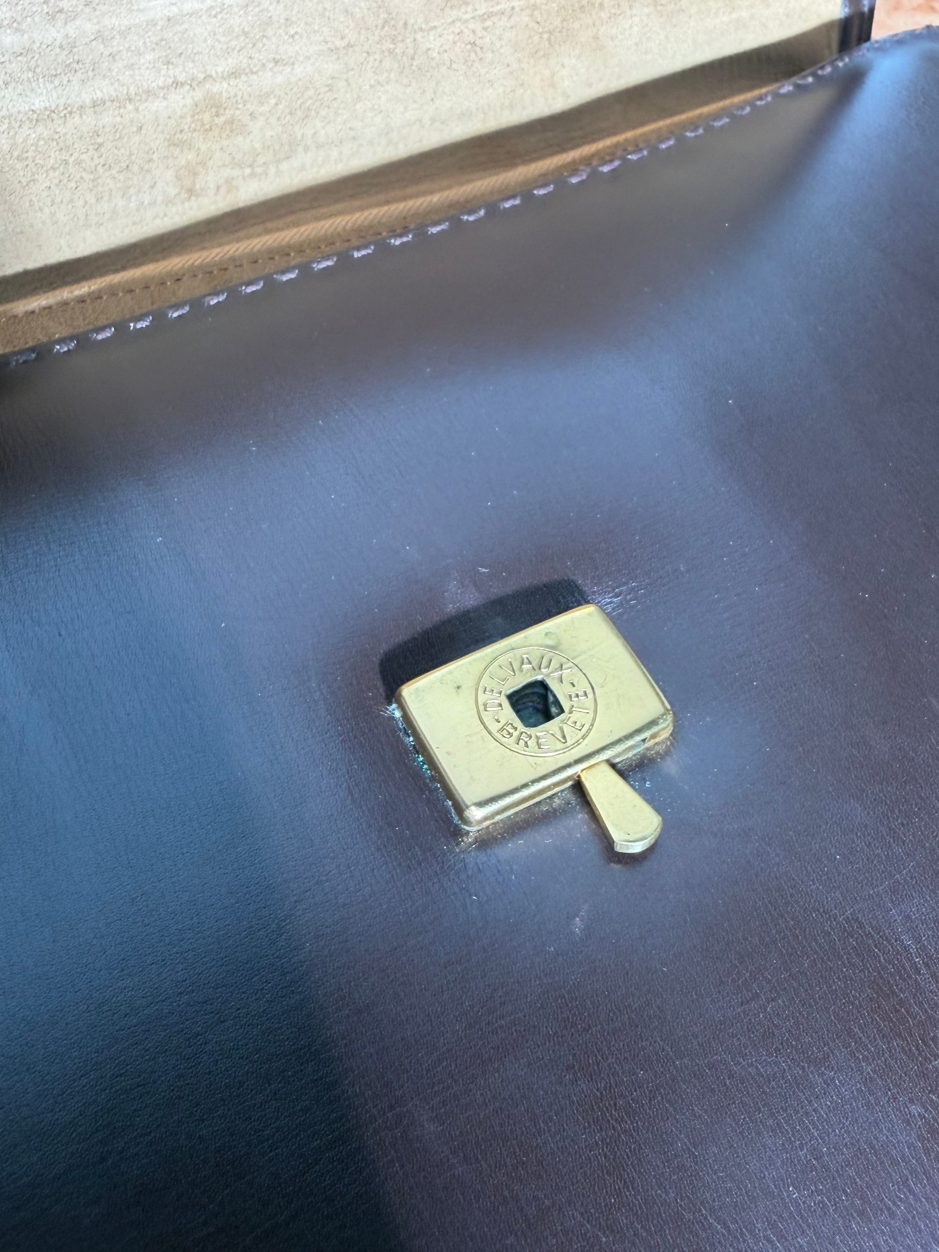 Vintage Delvaux Top Handle Handbag – Brown Leather
