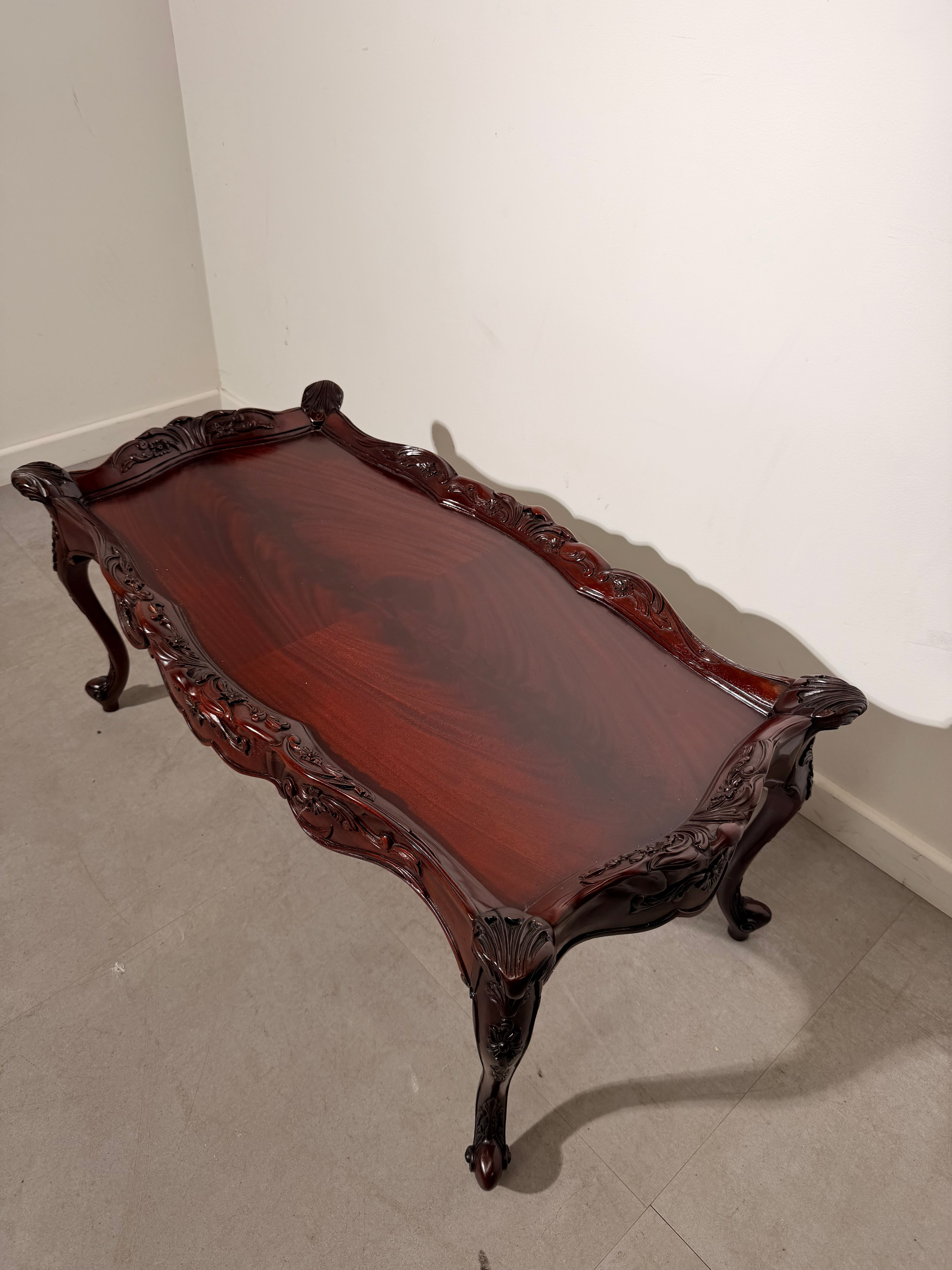 Antique Rococo Revival Carved Mahogany Coffee Table