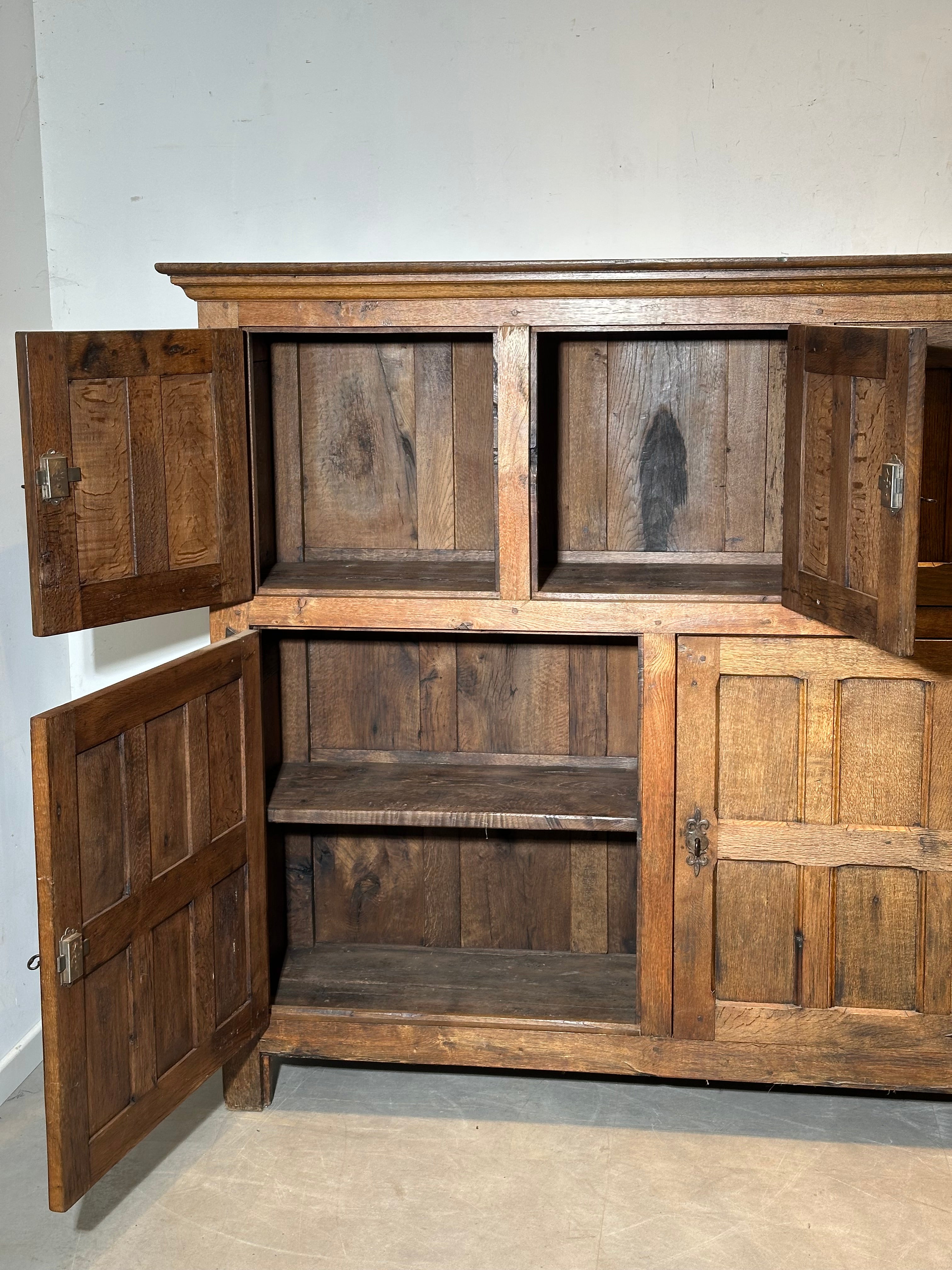 Antique Rustic Oak Cabinet Brutalist