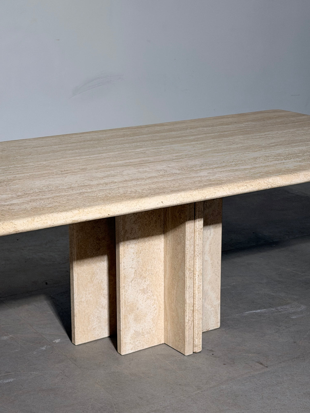 Travertine Coffee Table with Sculptural Base