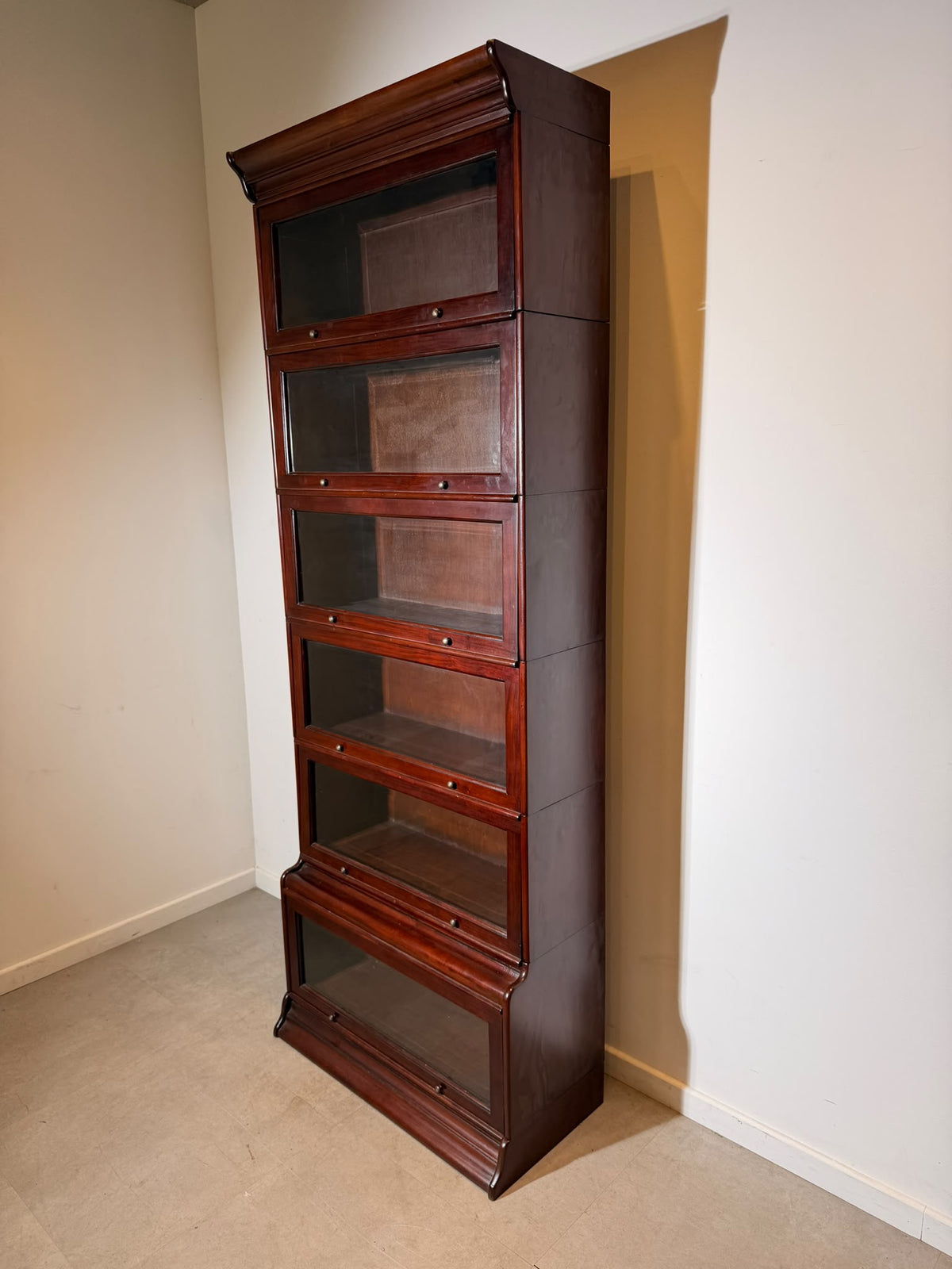 English Glazed Bookcase Cabinet — 232 × 85 × 32 cm