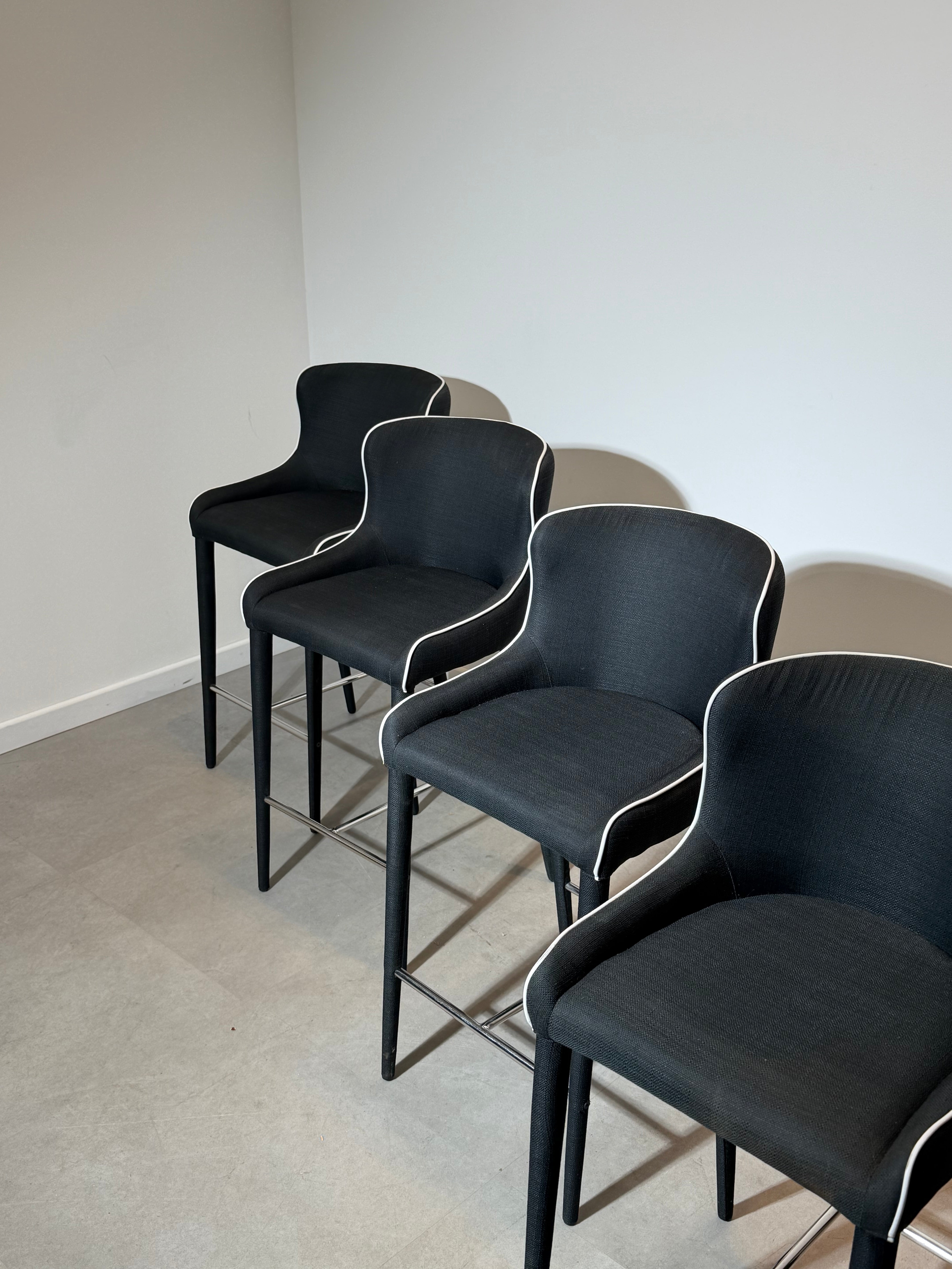 Contemporary Upholstered Bar Chair with Contrast Piping – Sold Individually