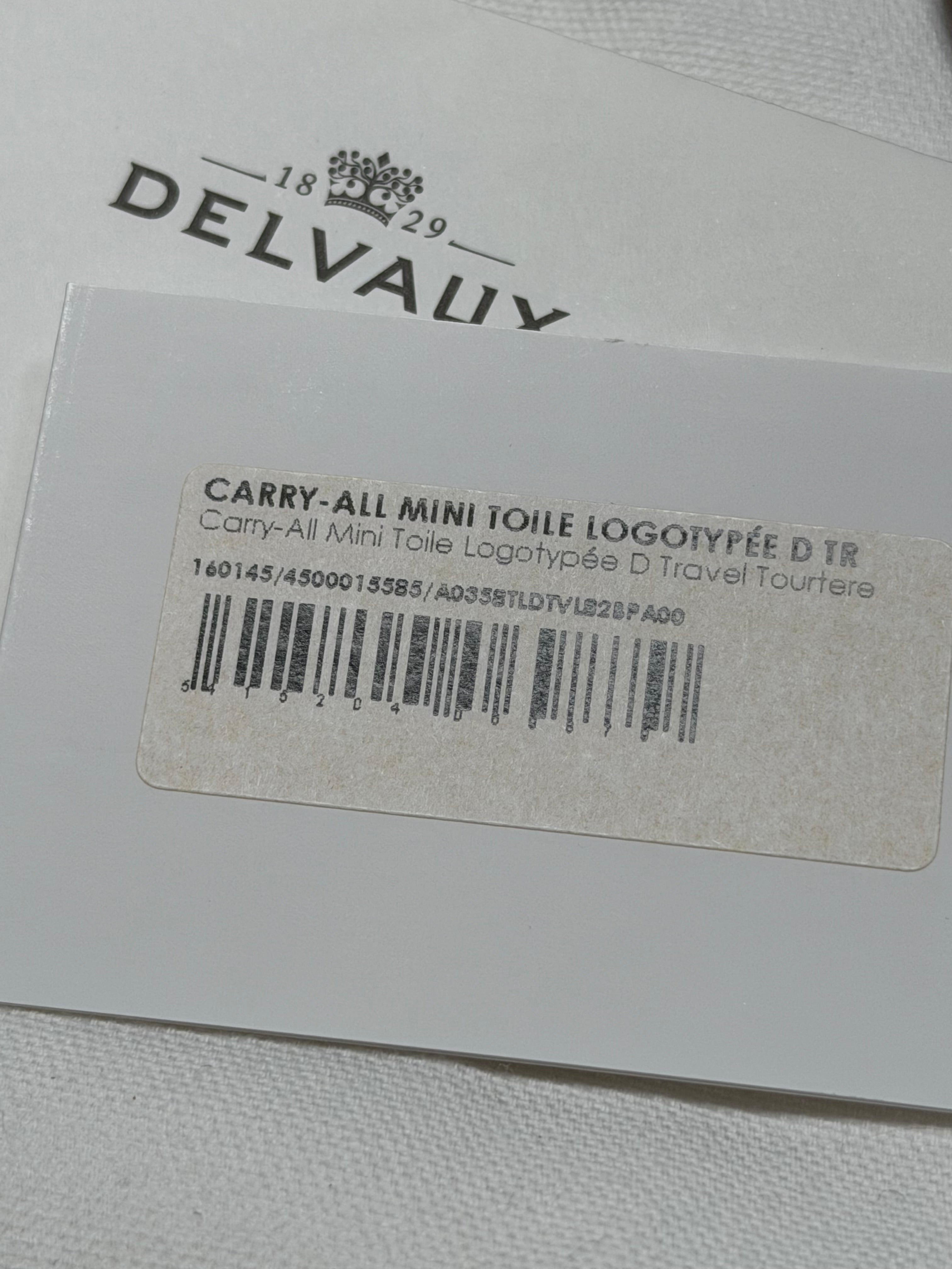 Delvaux Carry-All Mini Toile Logotypée D Travel Tourterelle – New with Certificate, Dust Bag & Mirror