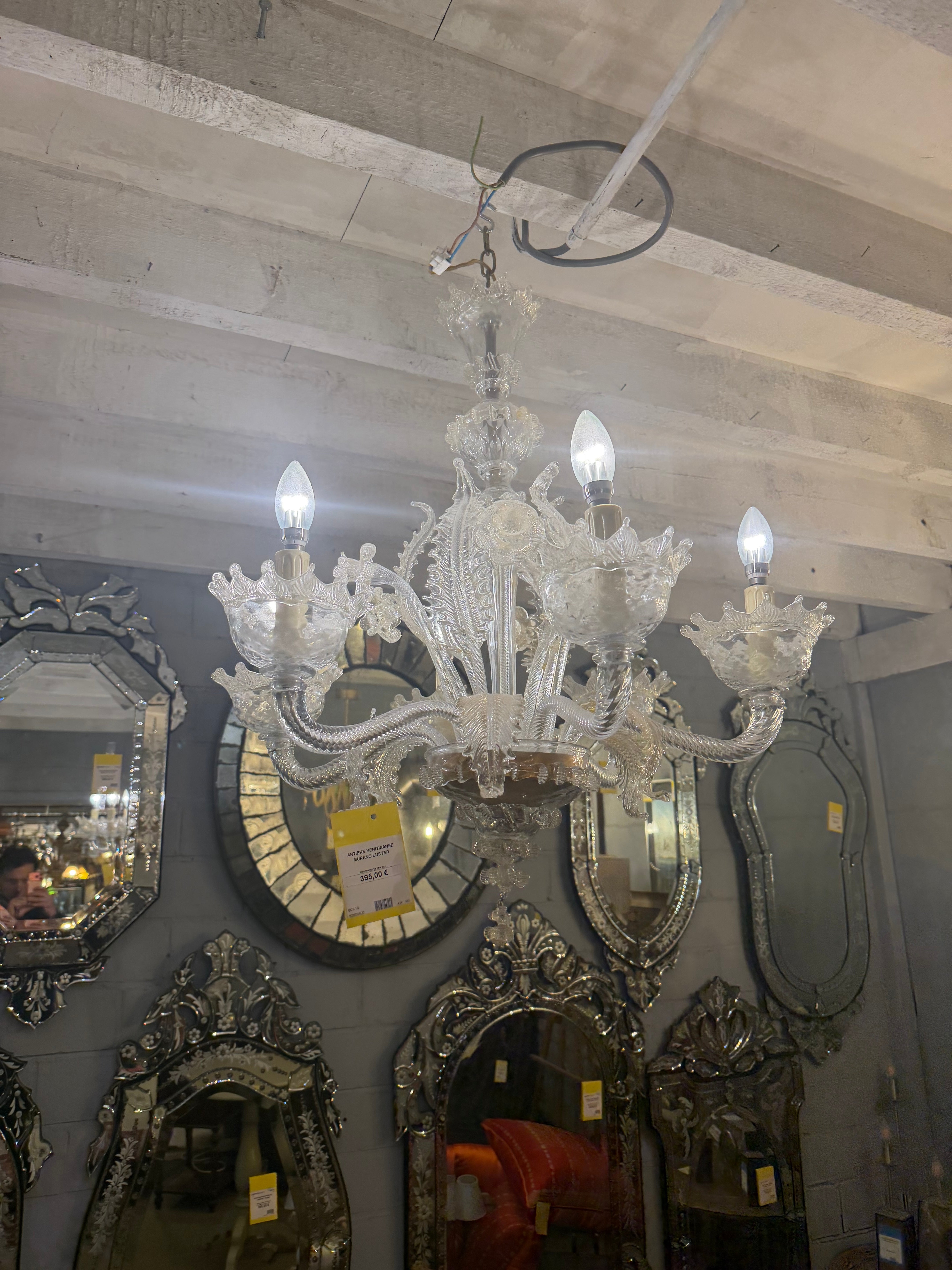 Murano Venetian Glass Chandelier – 6 Lights