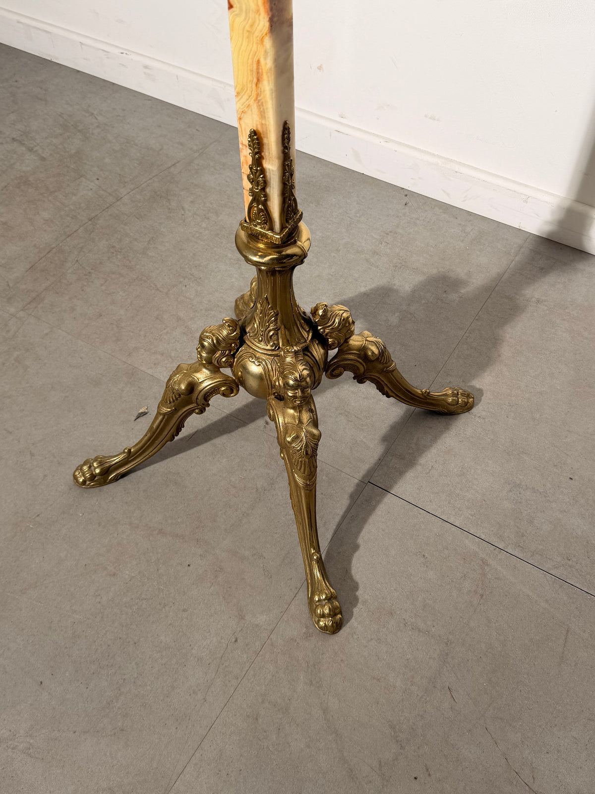 Ornate Brass & Onyx Hall Stand