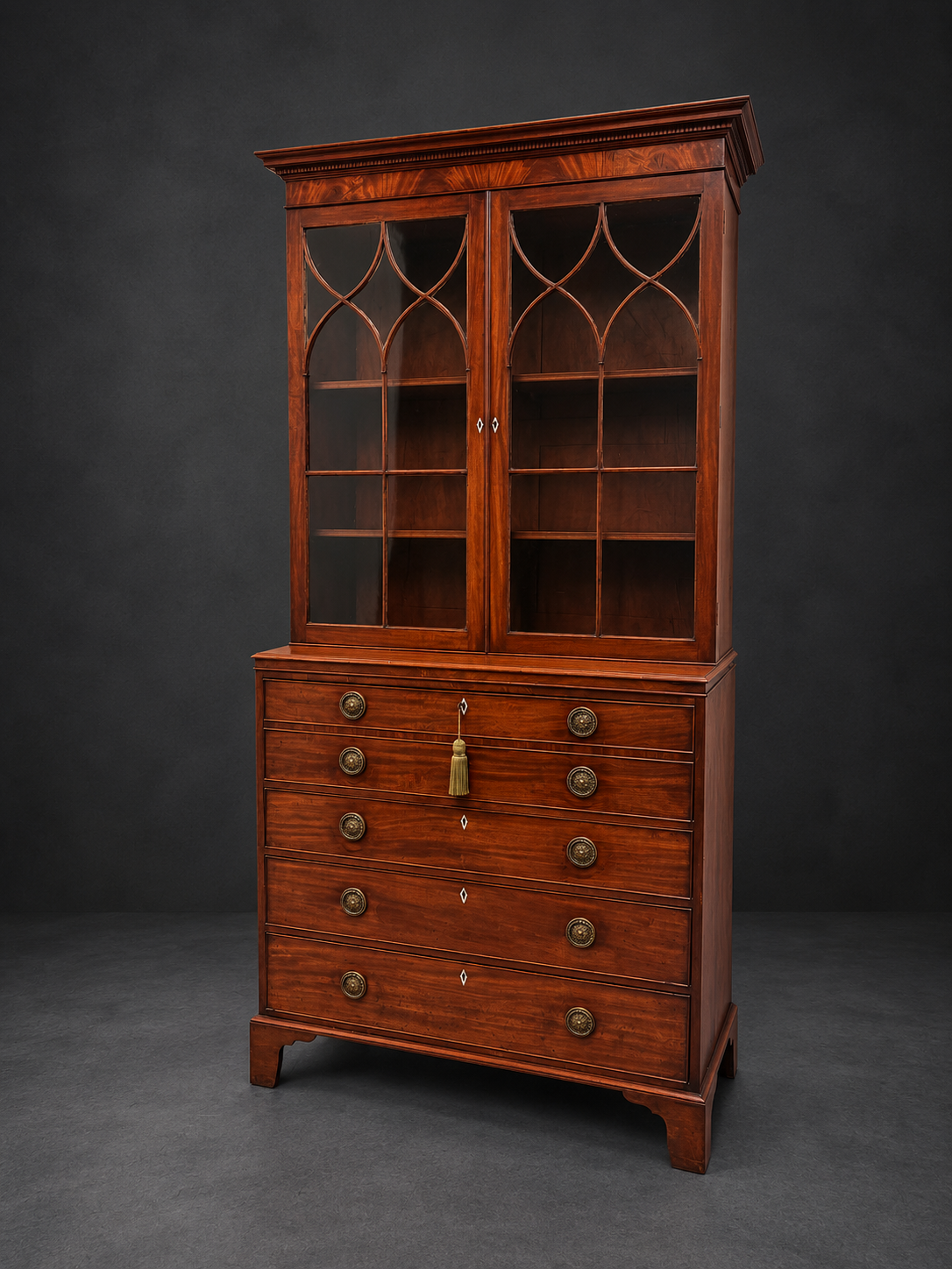 Antique Mahogany Secretaire Display Cabinet