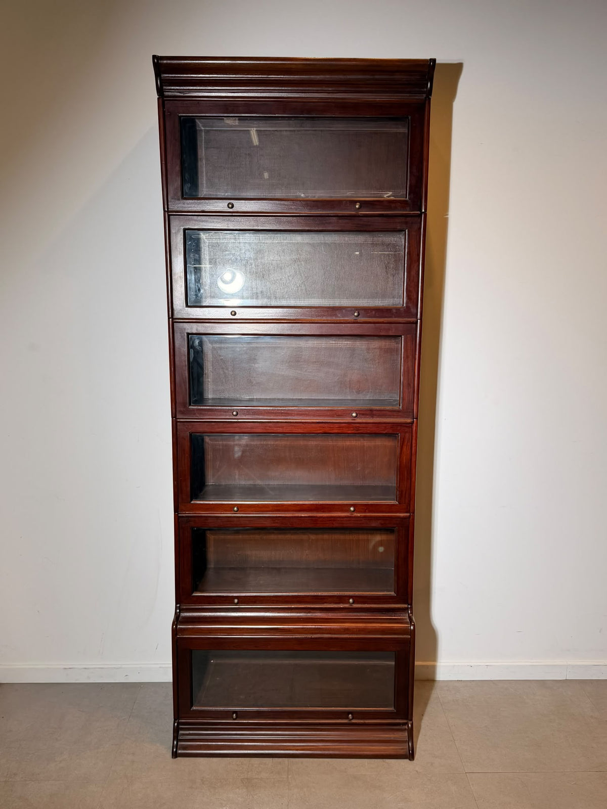 English Glazed Bookcase Cabinet — 232 × 85 × 32 cm