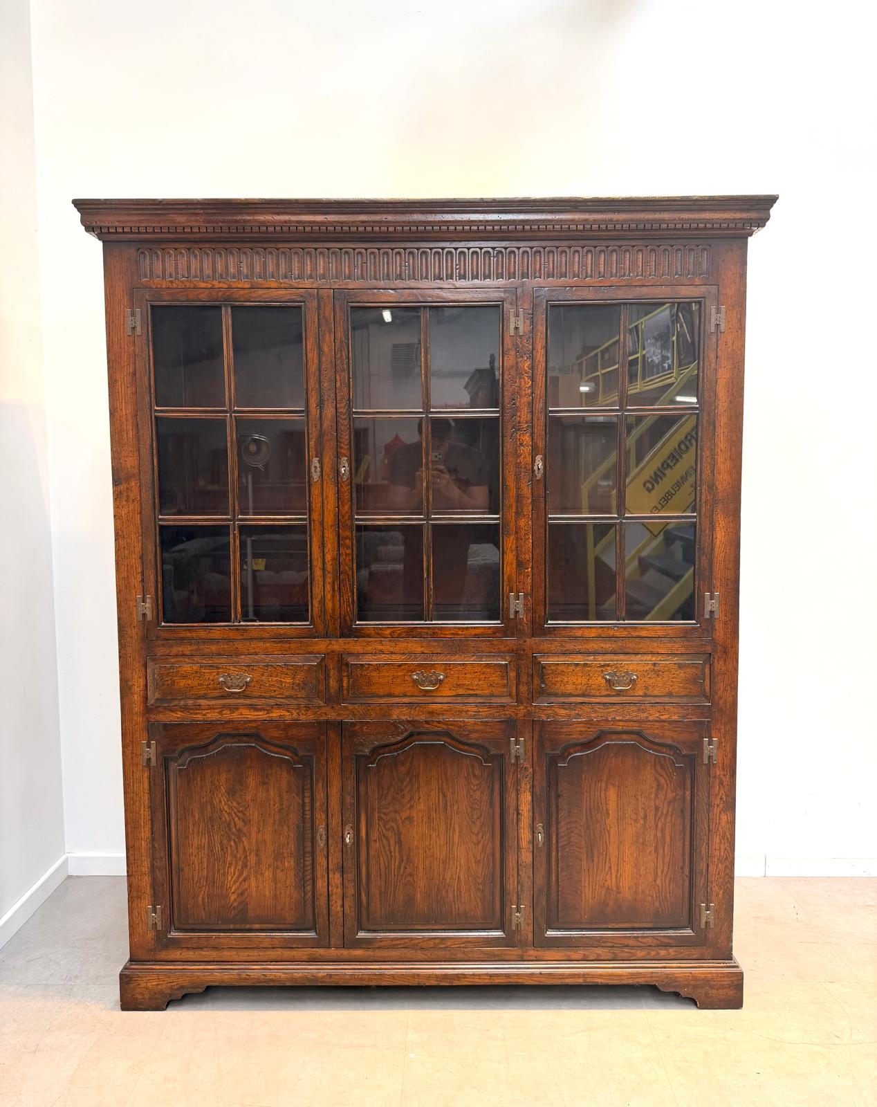 Antique Oak Display Cabinet Old & New England