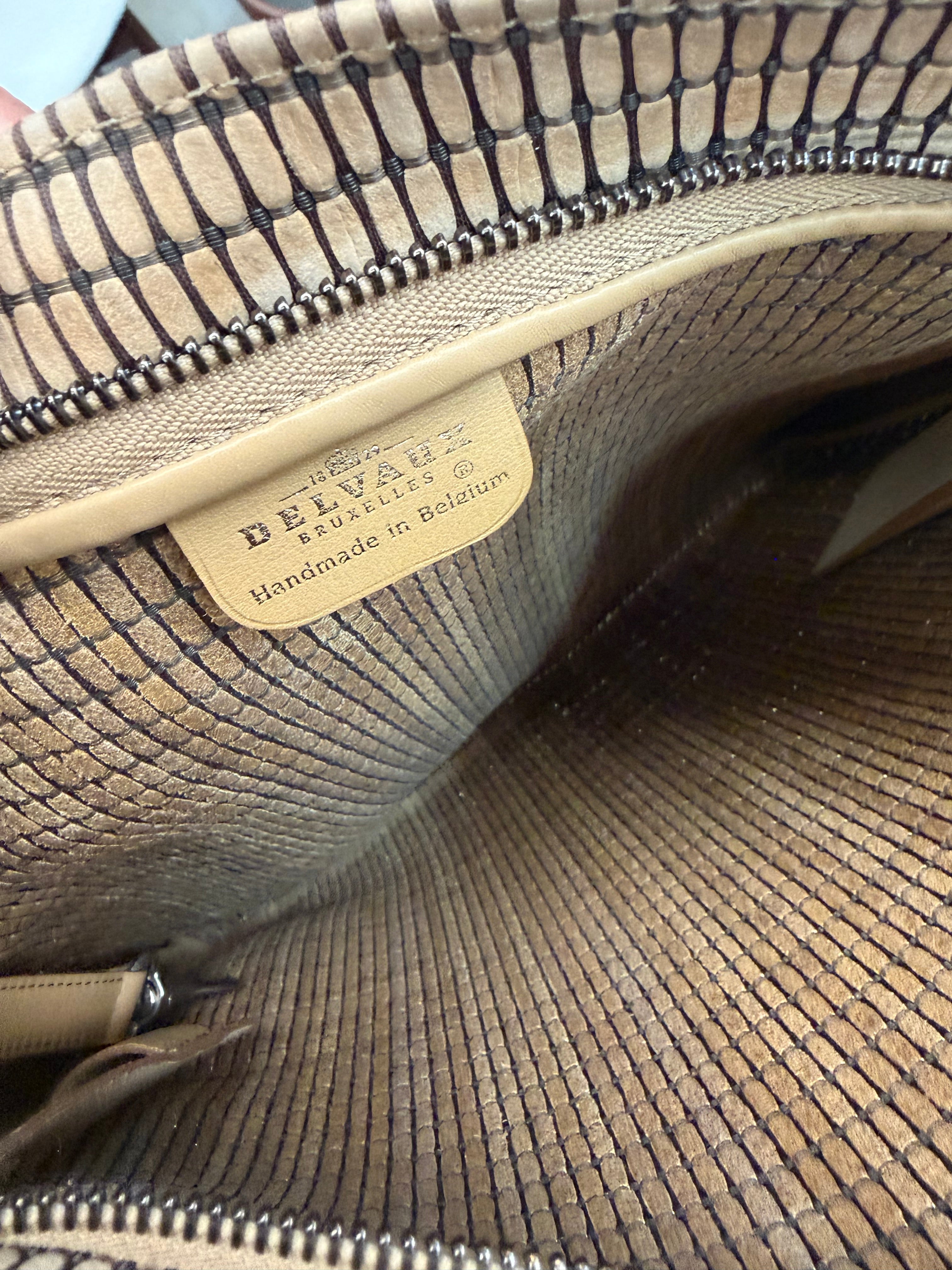 Delvaux Toile de Cuir Crossbody Bag Beige – 34 x 34 cm
