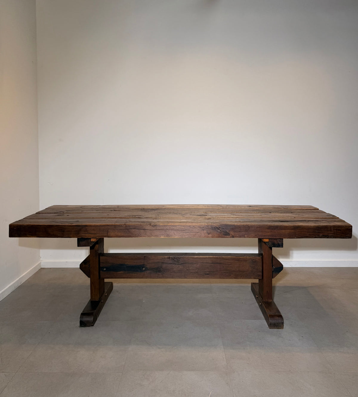 Rustic Solid Wood Trestle Dining Table