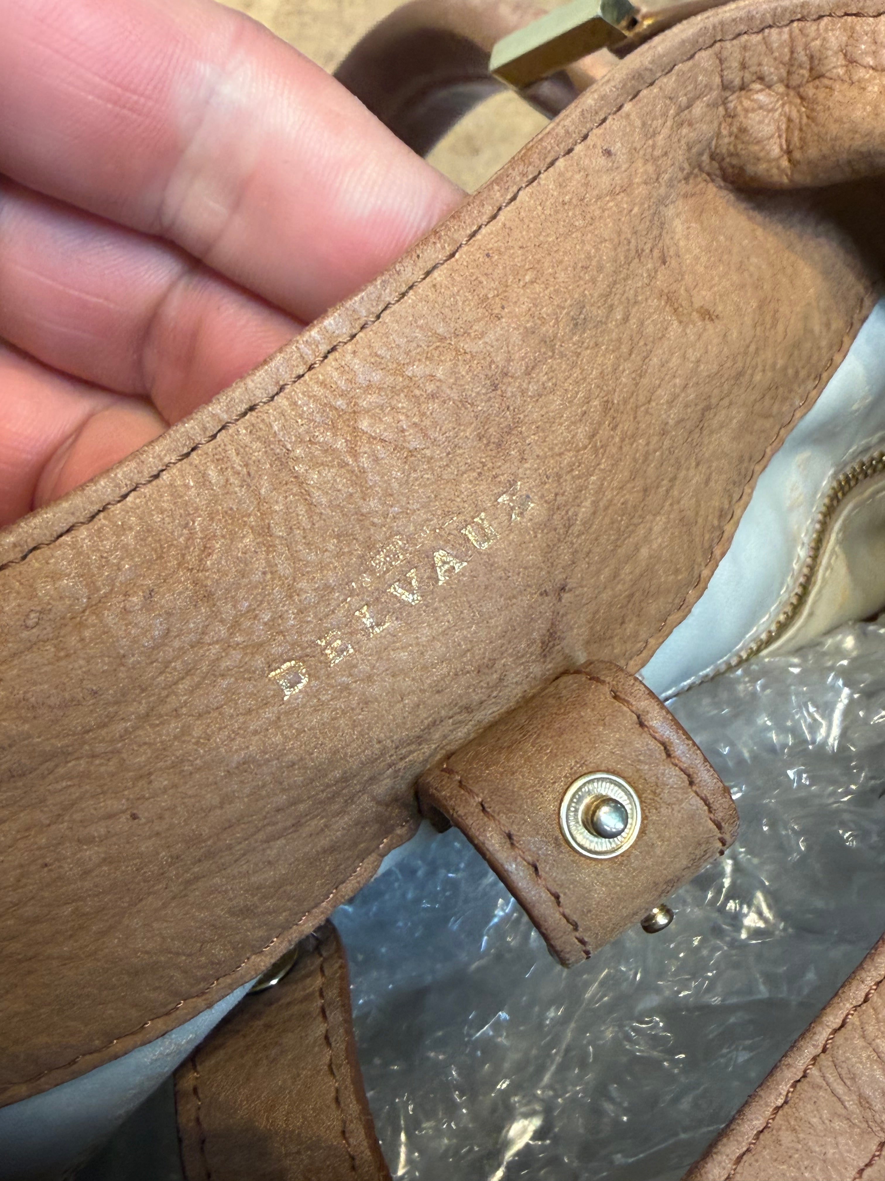 Vintage Delvaux “Louise” Perforated Leather Handbag – Cognac Brown – 30 x 30 cm