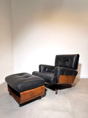 Menilo Taro Model 401 Lounge Chair & Ottoman by Cinova, Italy, 1964