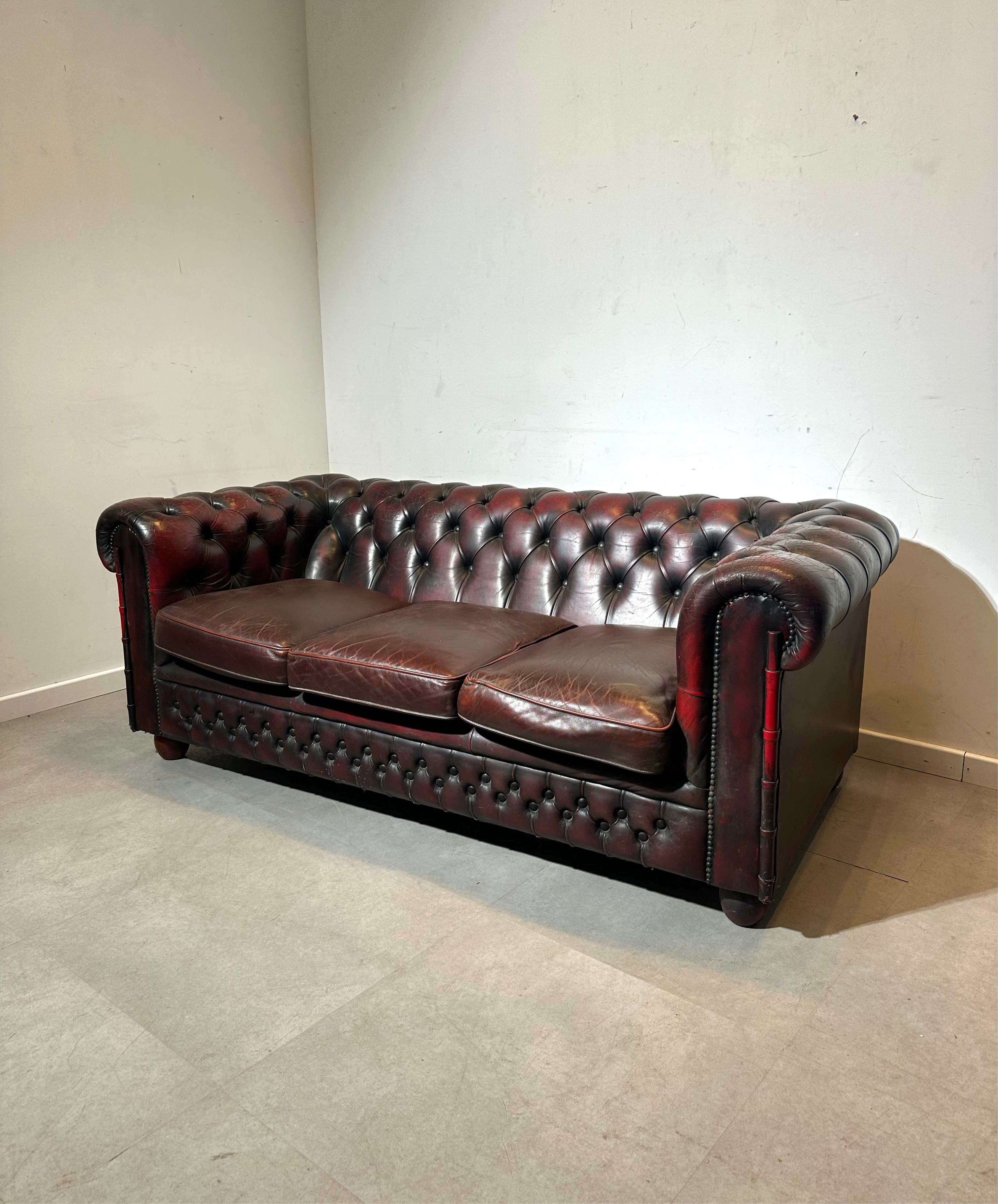 Vintage Chesterfield Oxblood Leather