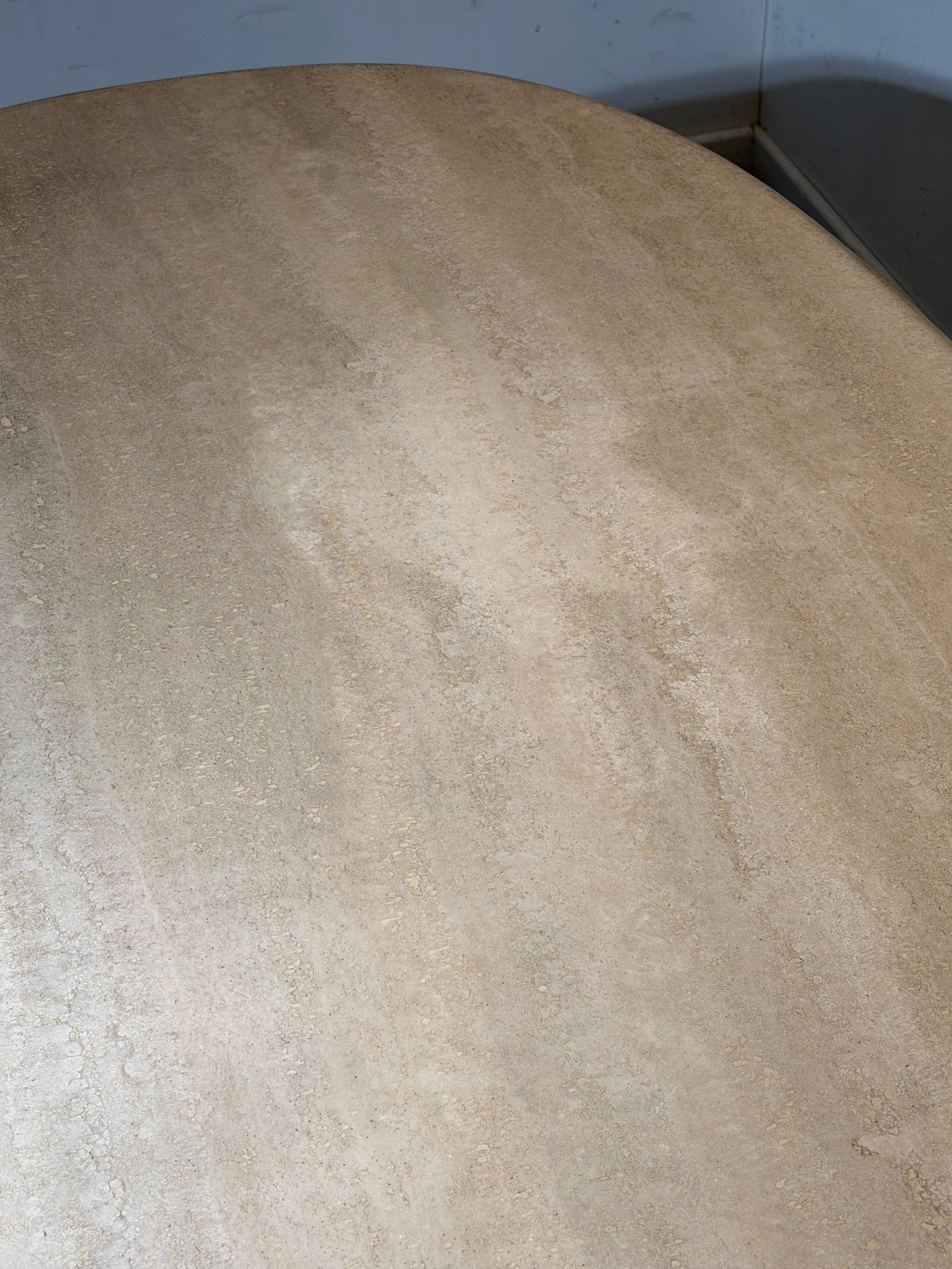 Vintage Travertine Dining Table – Organic Oval Shape – 180 cm