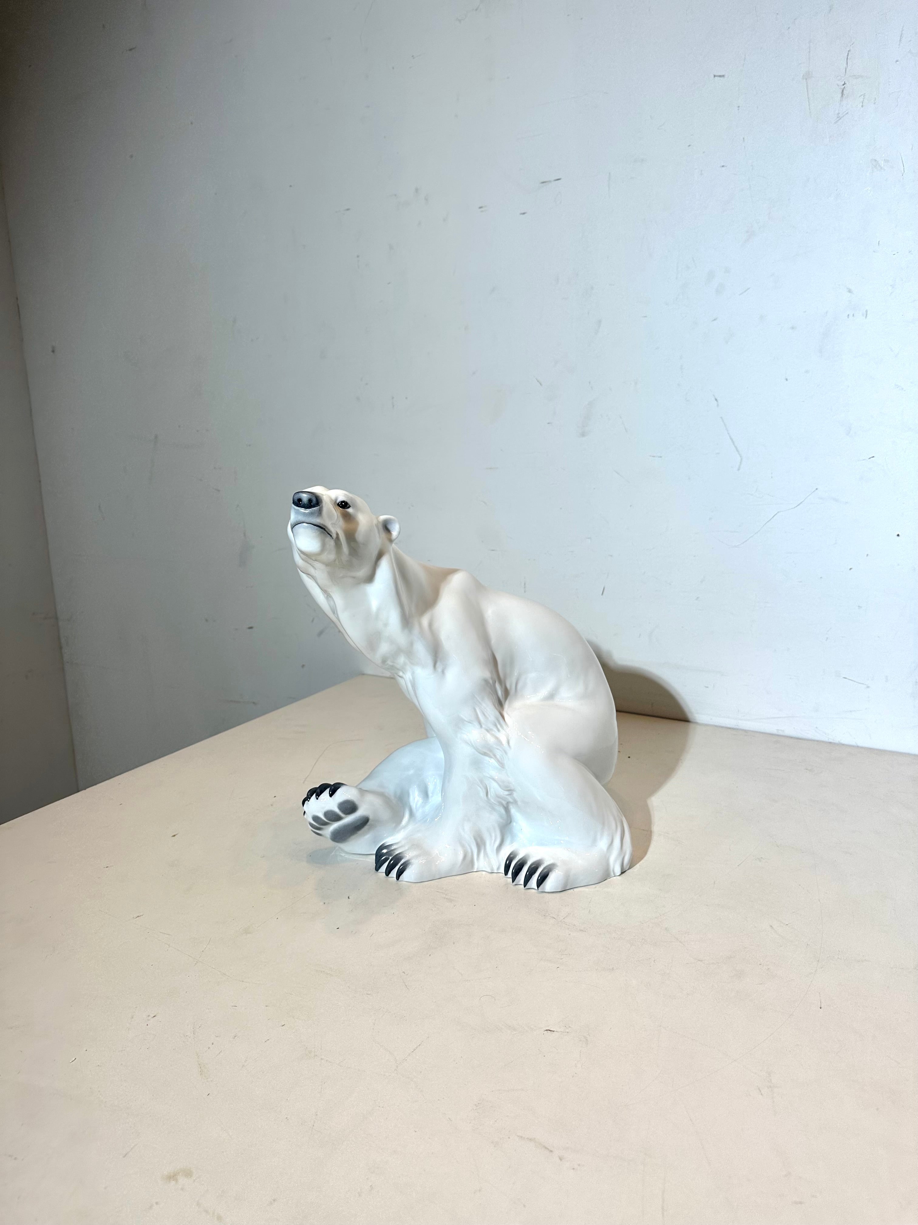 Porcelain Polar Bear Sculpture