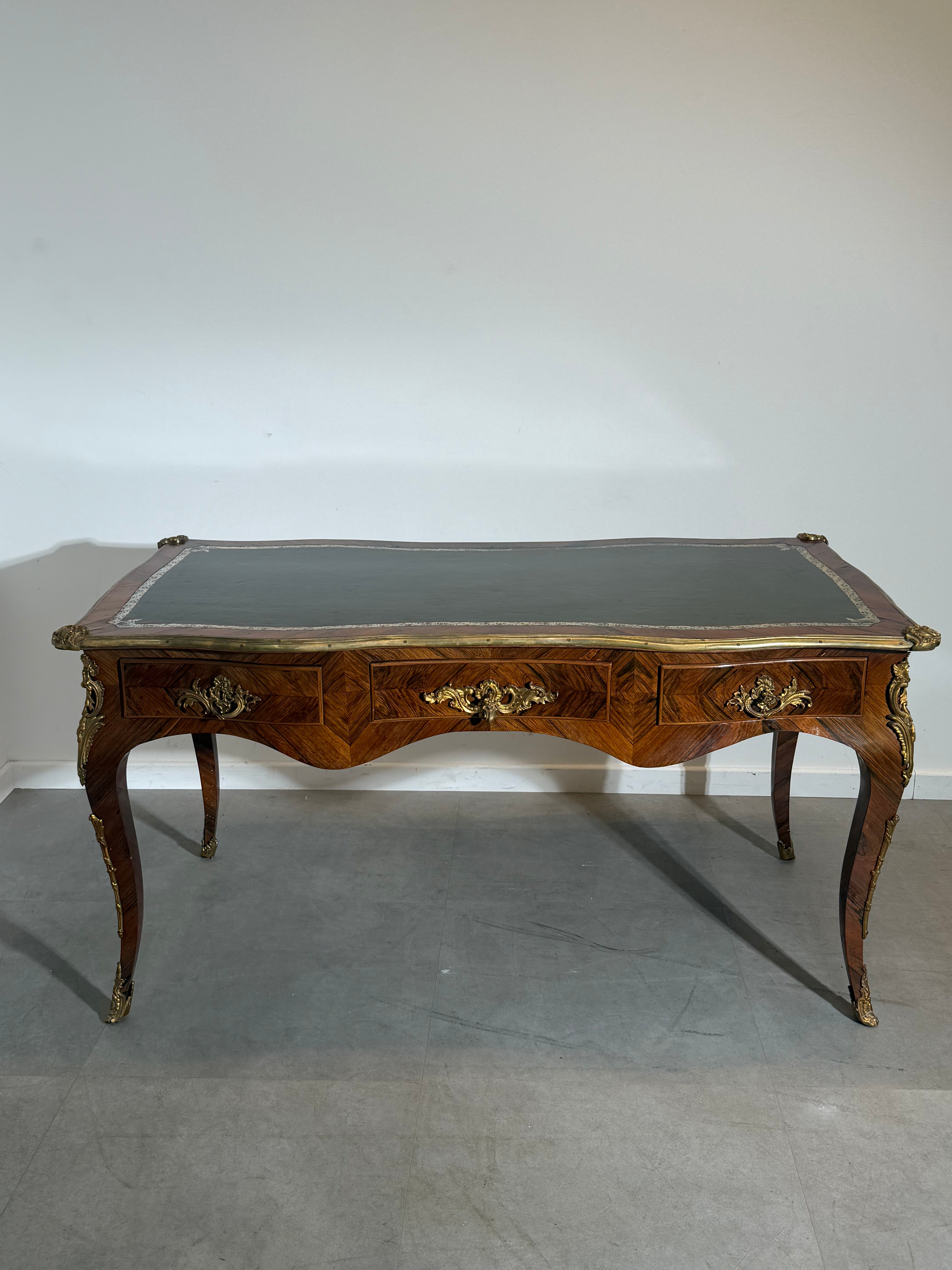French Louis XV Style Rosewood Bureau Plat Writing Desk