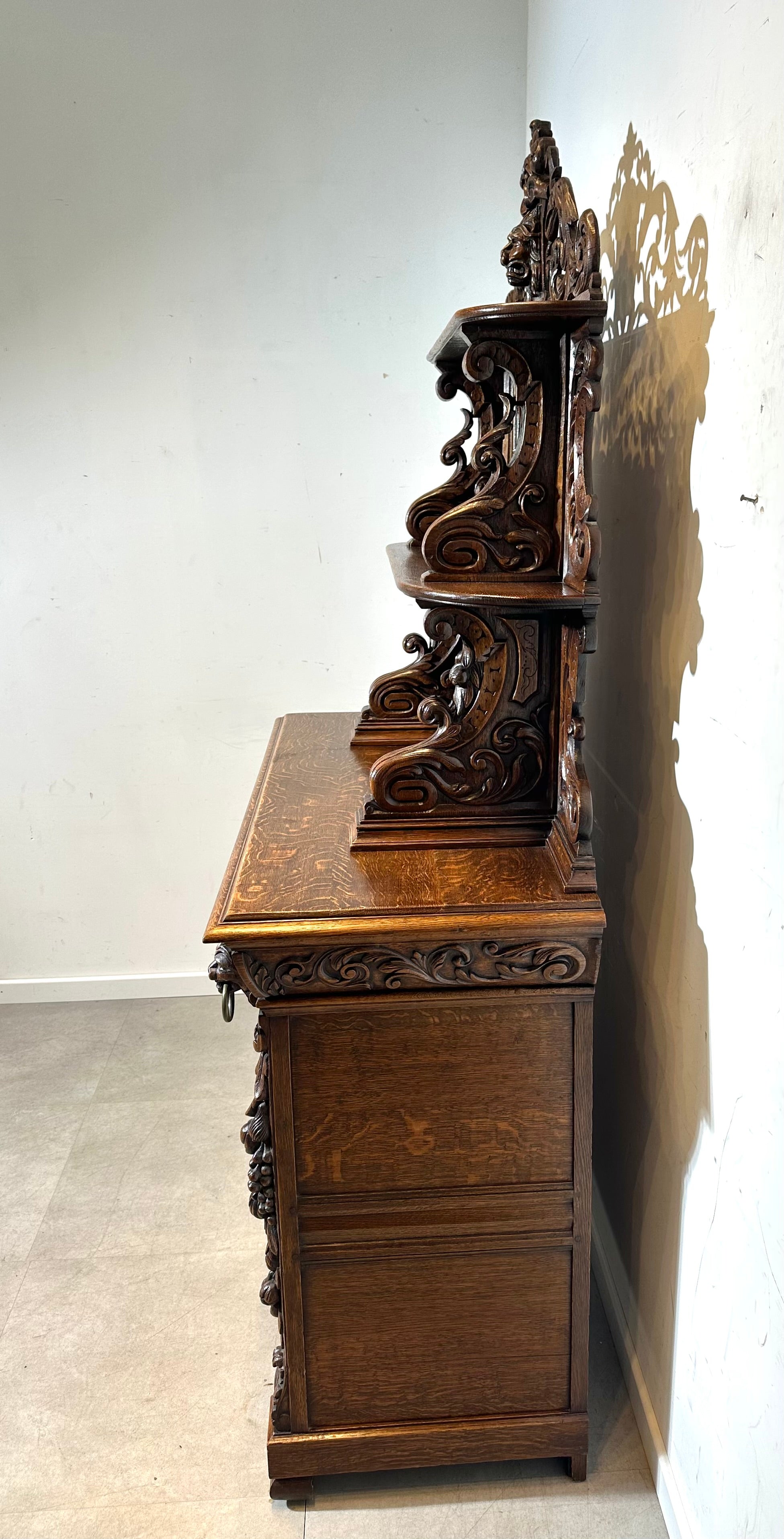Antique Renaissance Revival Sideboard in Carved Oak