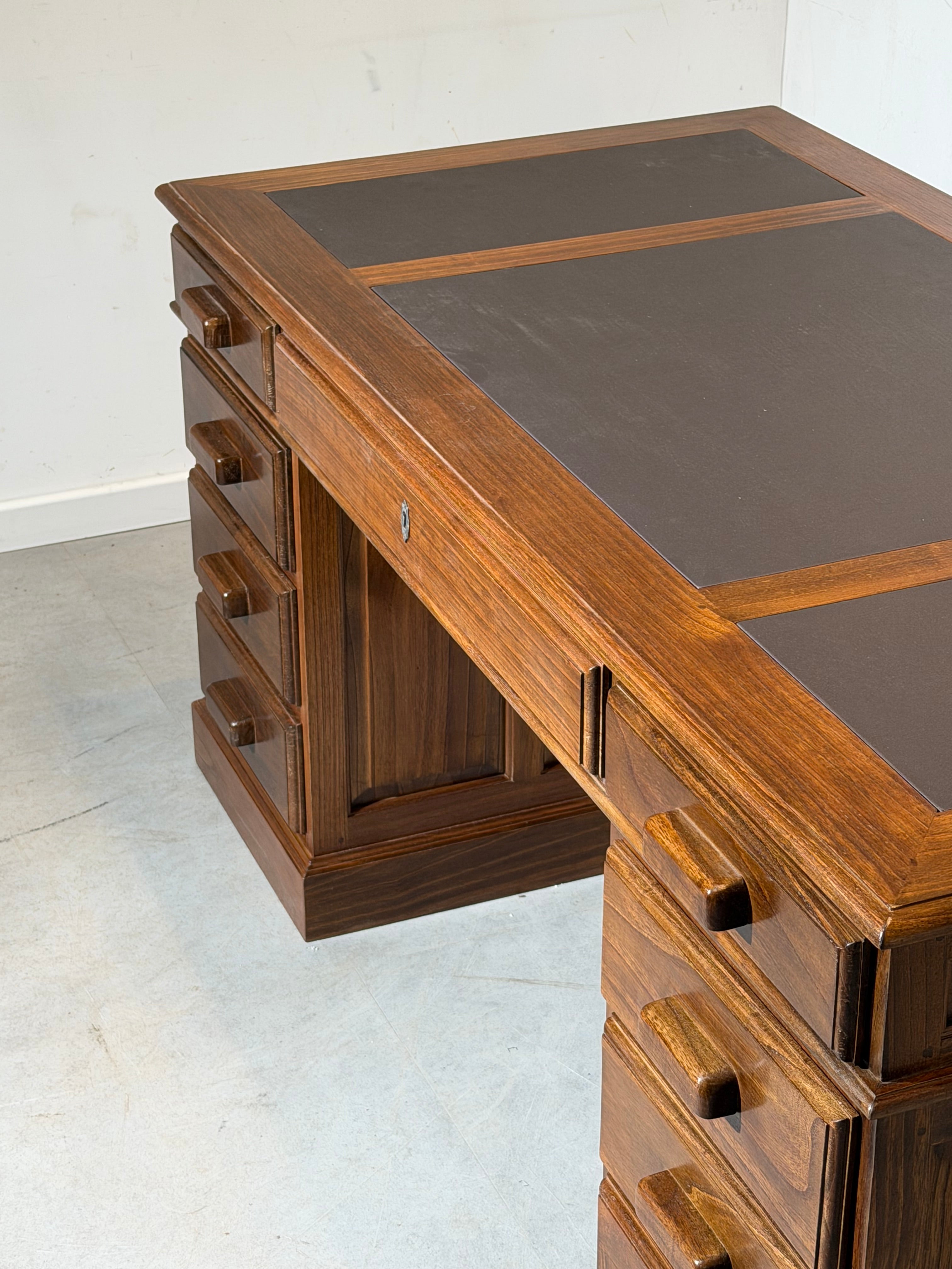 Antique Double-Sided Executive Desk – Elm Wood – 160 cm