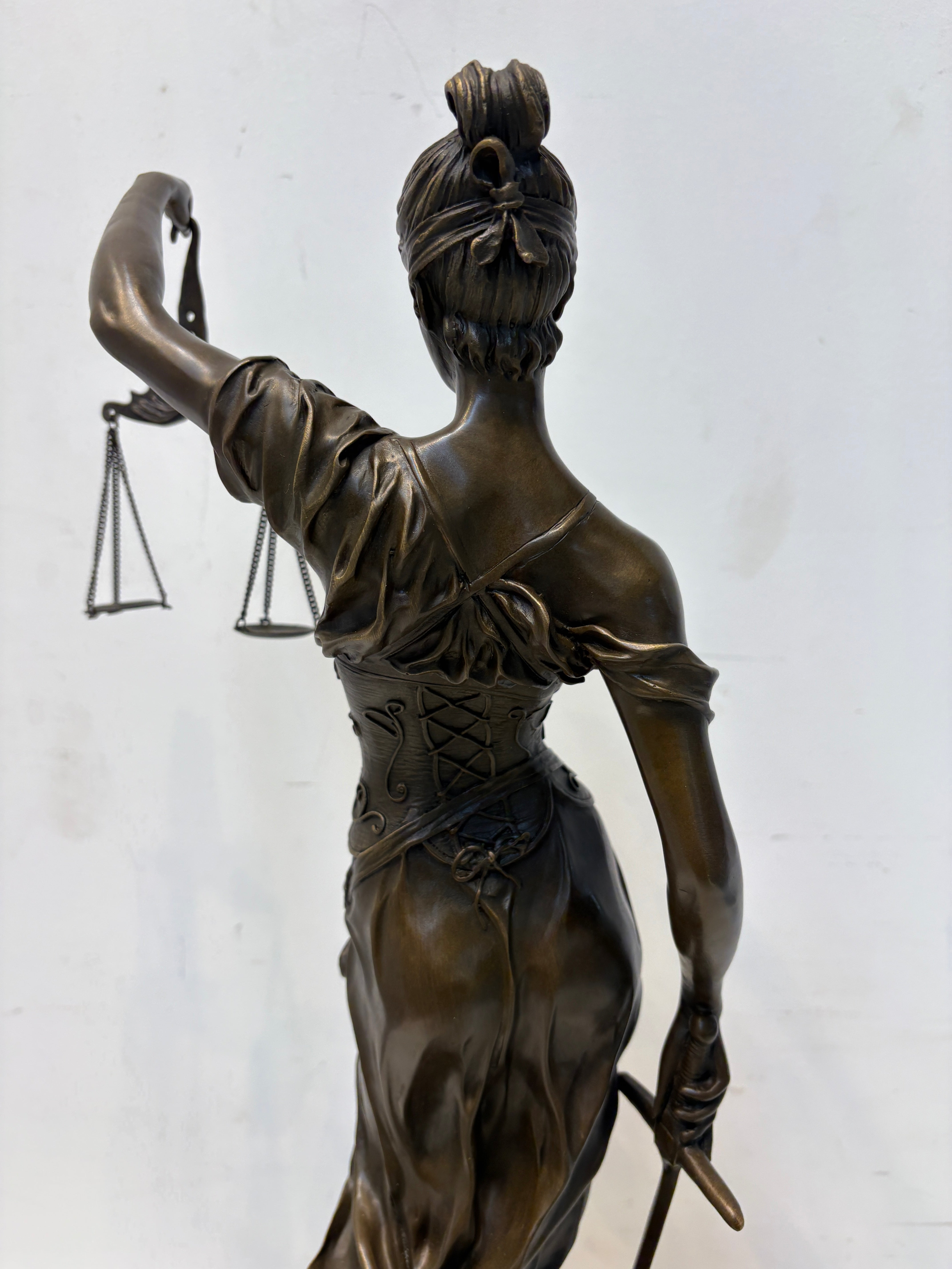 Bronze Sculpture “Lady Justice” – Allegorical Figure with Scales & Sword