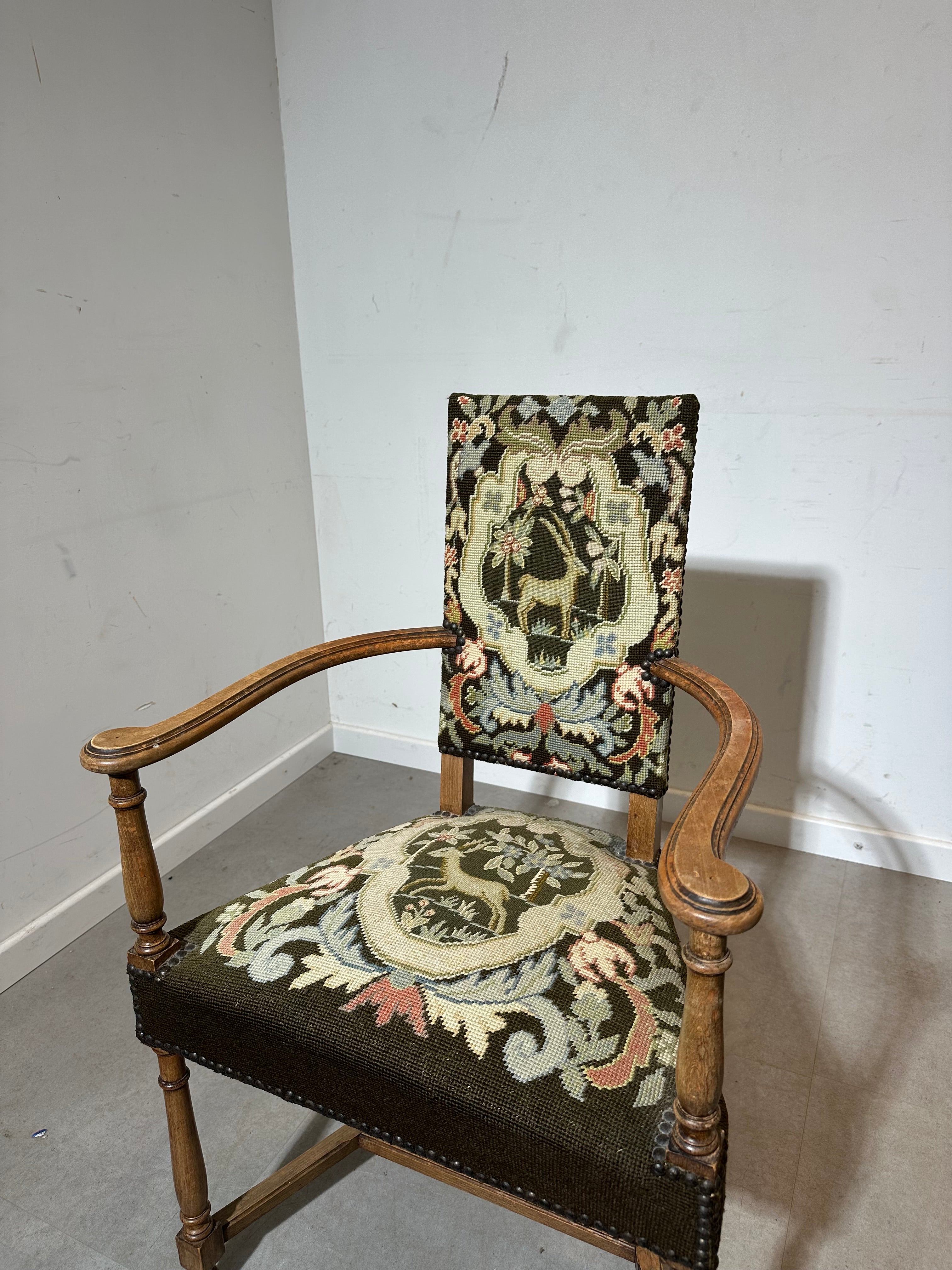Antique Armchairs with Tapestry Upholstery