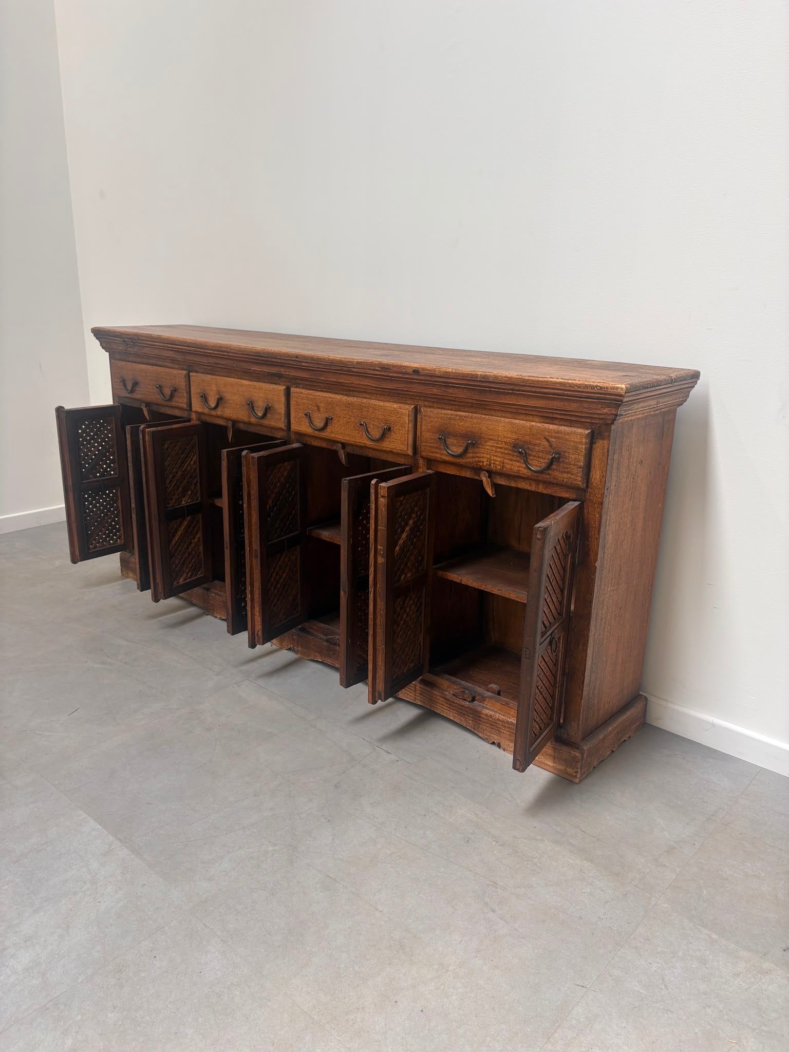 Antique Indian Sideboard with Lattice Doors