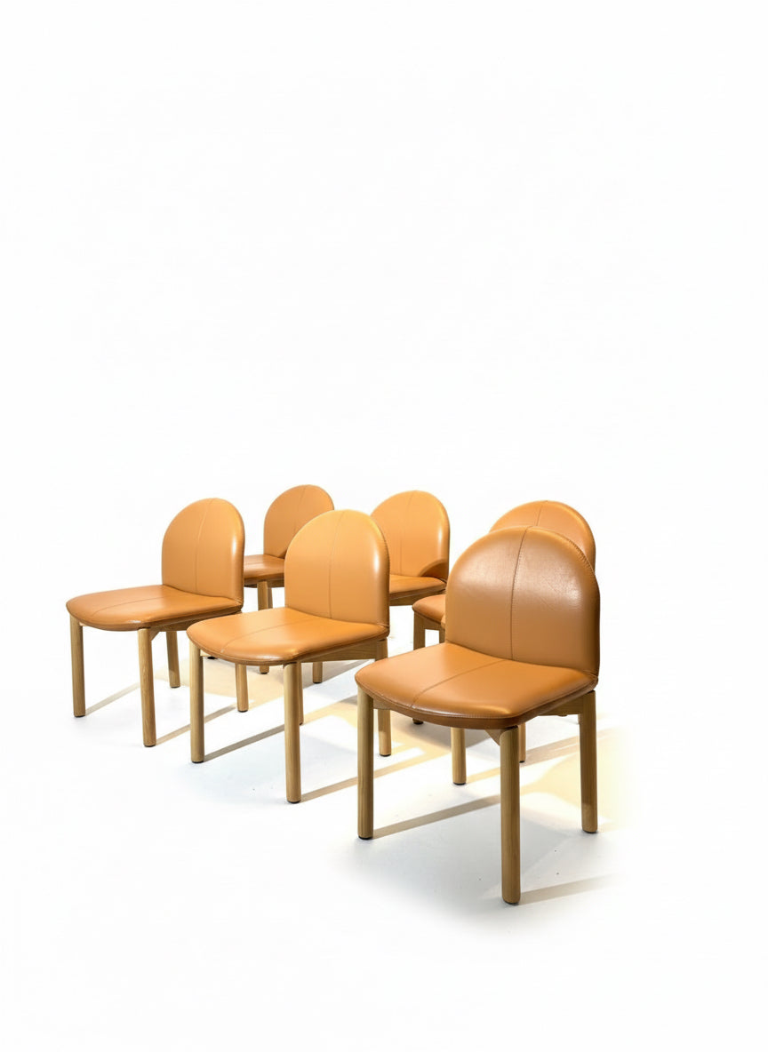 Set of COR “Combra” Dining Chairs – Leather & Oak