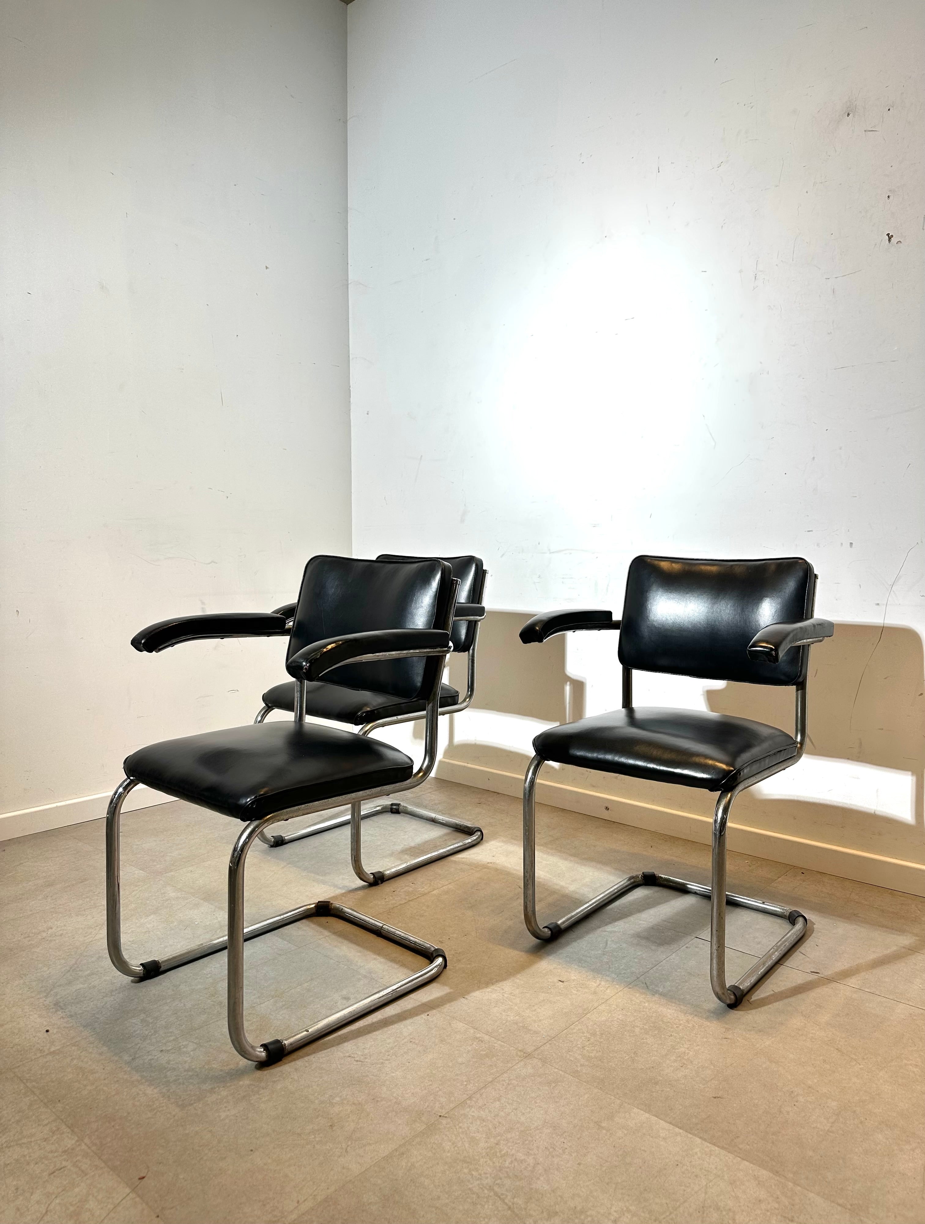 Tubax Cantilever Armchair Black Leatherette