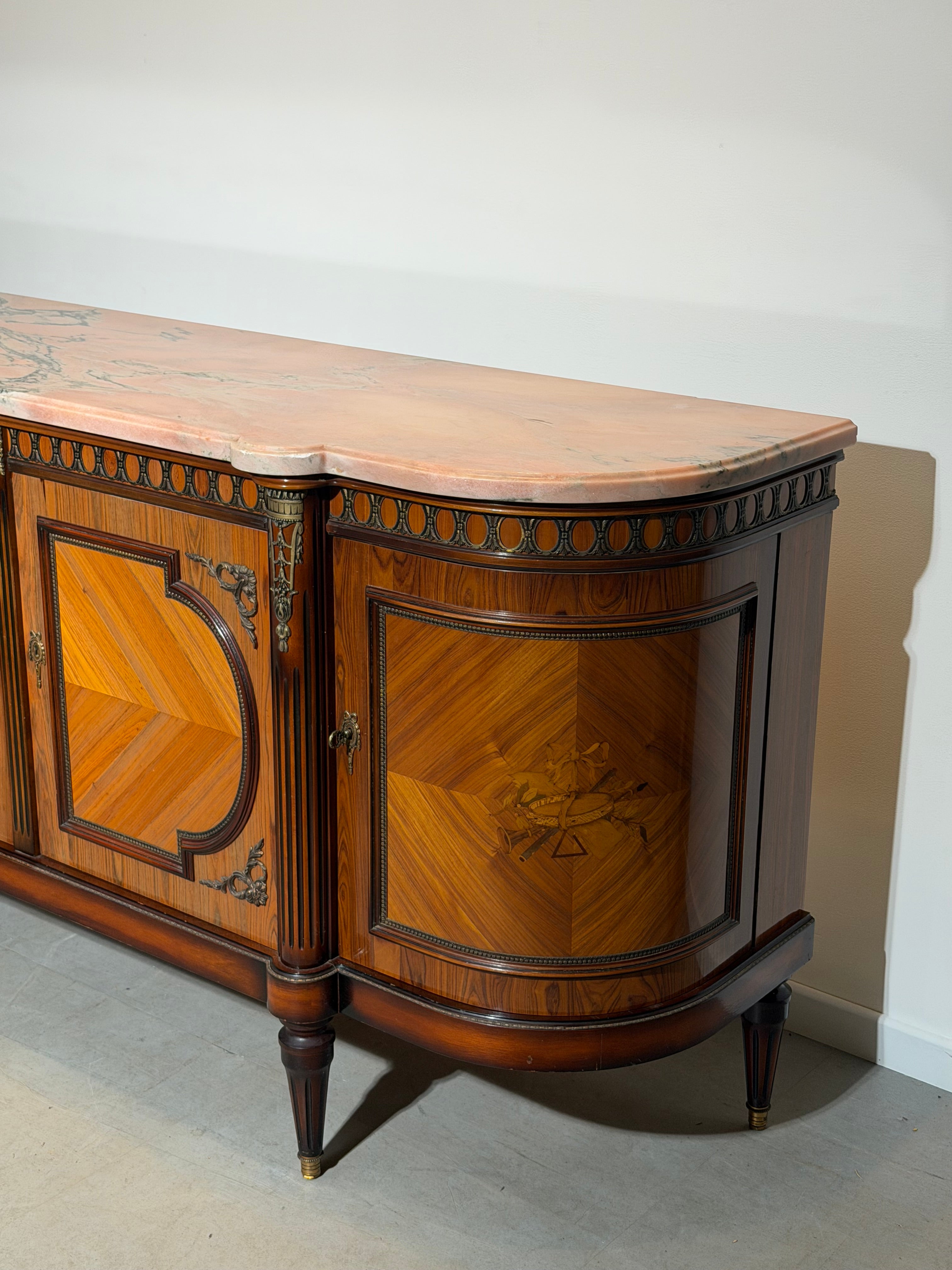 JP Ehalt Louis XVI Style Sideboard with Pink Marble Top