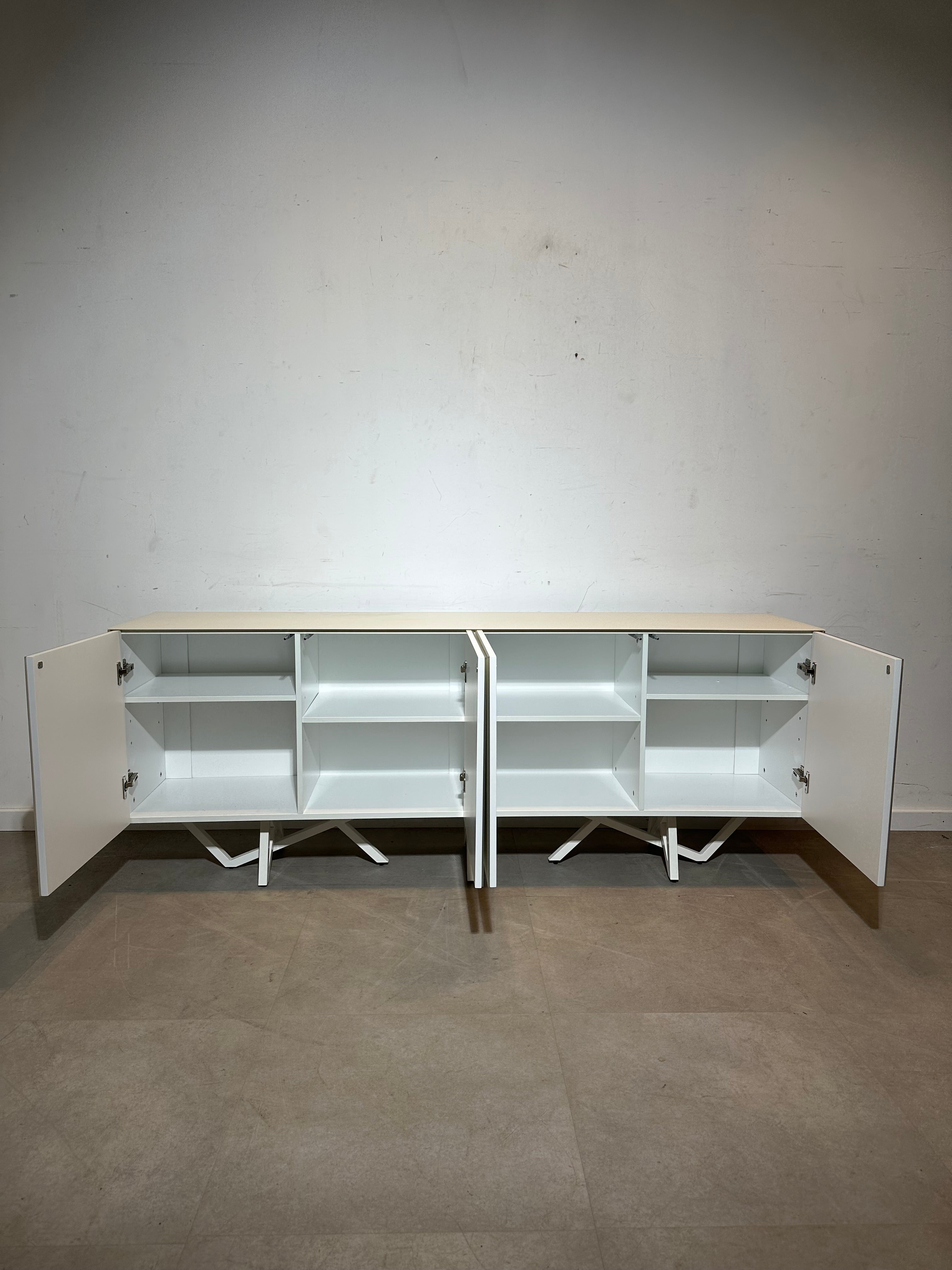 Minimalist White Sideboard Tempered Glass