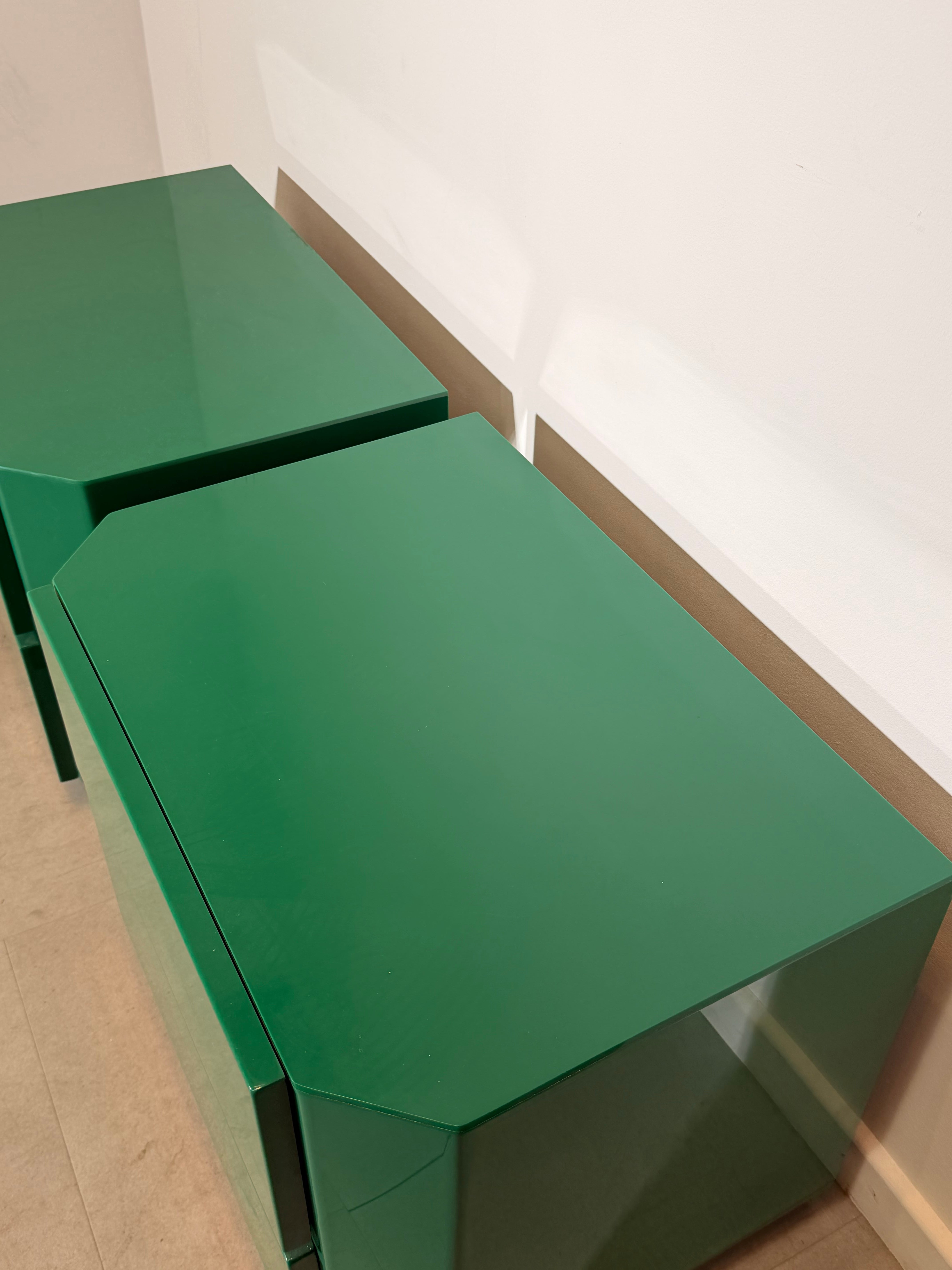 Emerald Green Lacquered Nightstands – Set of 2