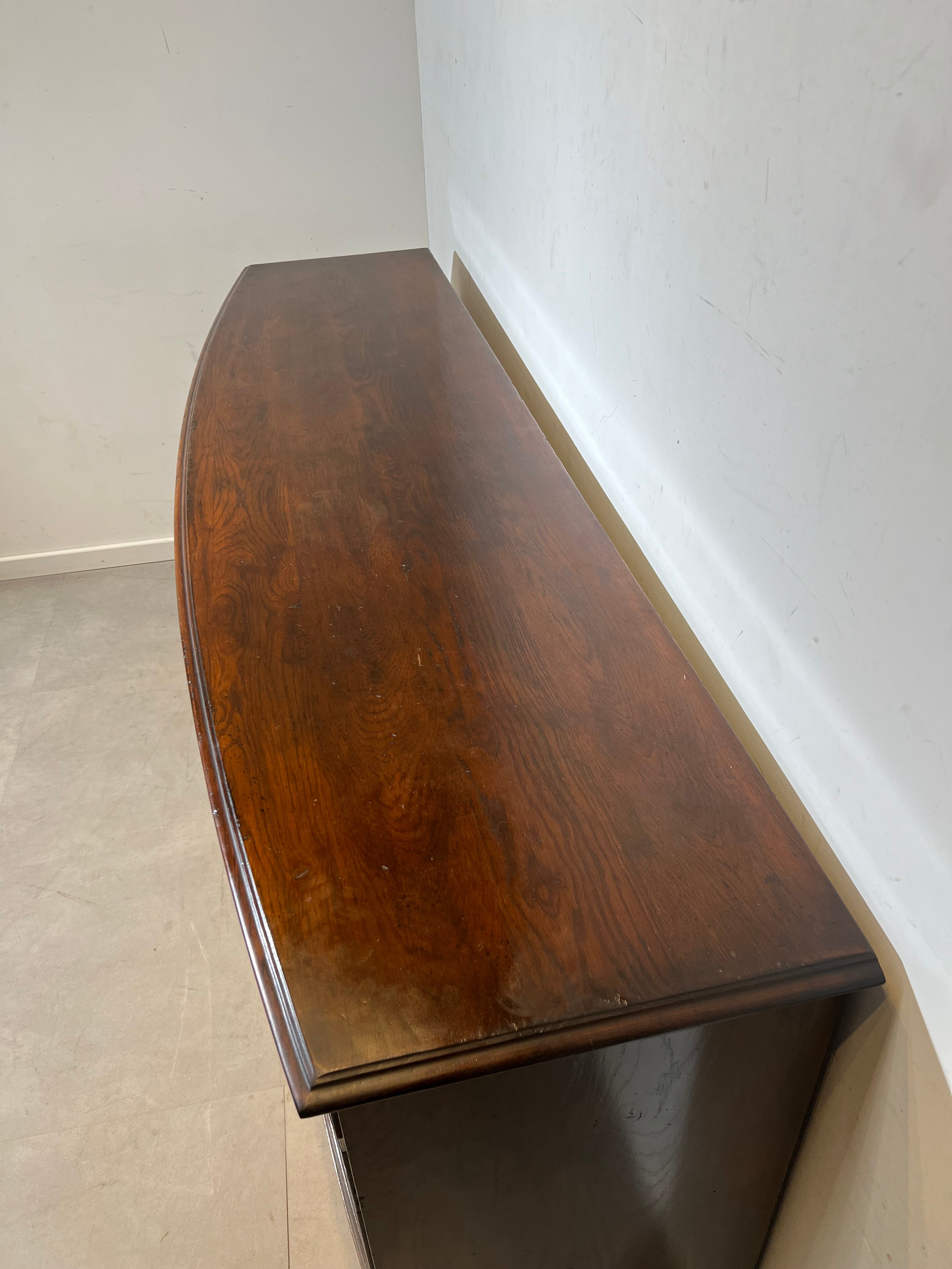 Antique English Oak Sideboard– Curved Front