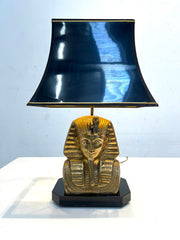 Vintage Egyptian Revival Table Lamp with Black Shade