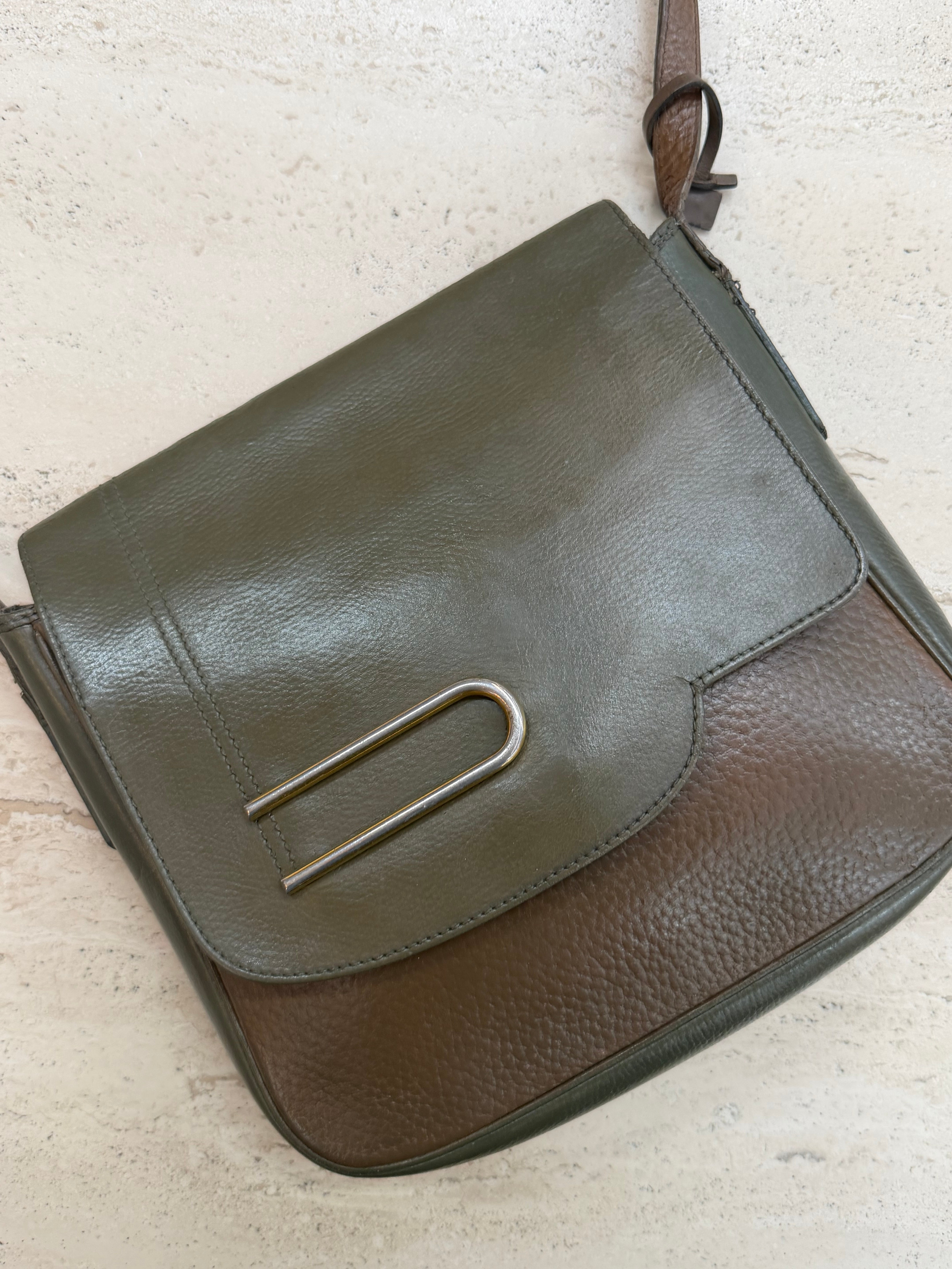 Delvaux Bicolour Leather Crossbody Bag – Green & Brown